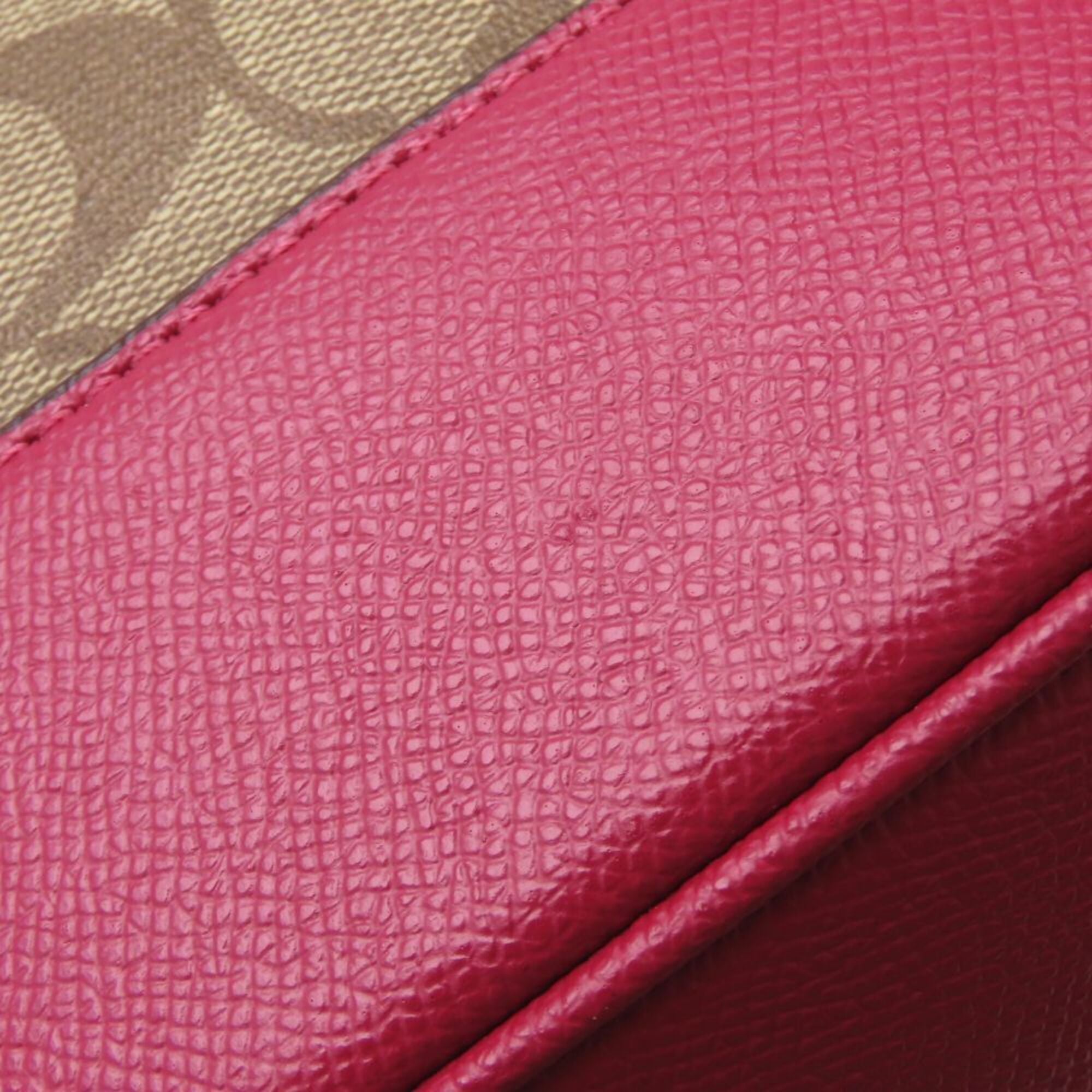 Coach Beige Pink Canvas Leather Backpack (Pre-Owned)