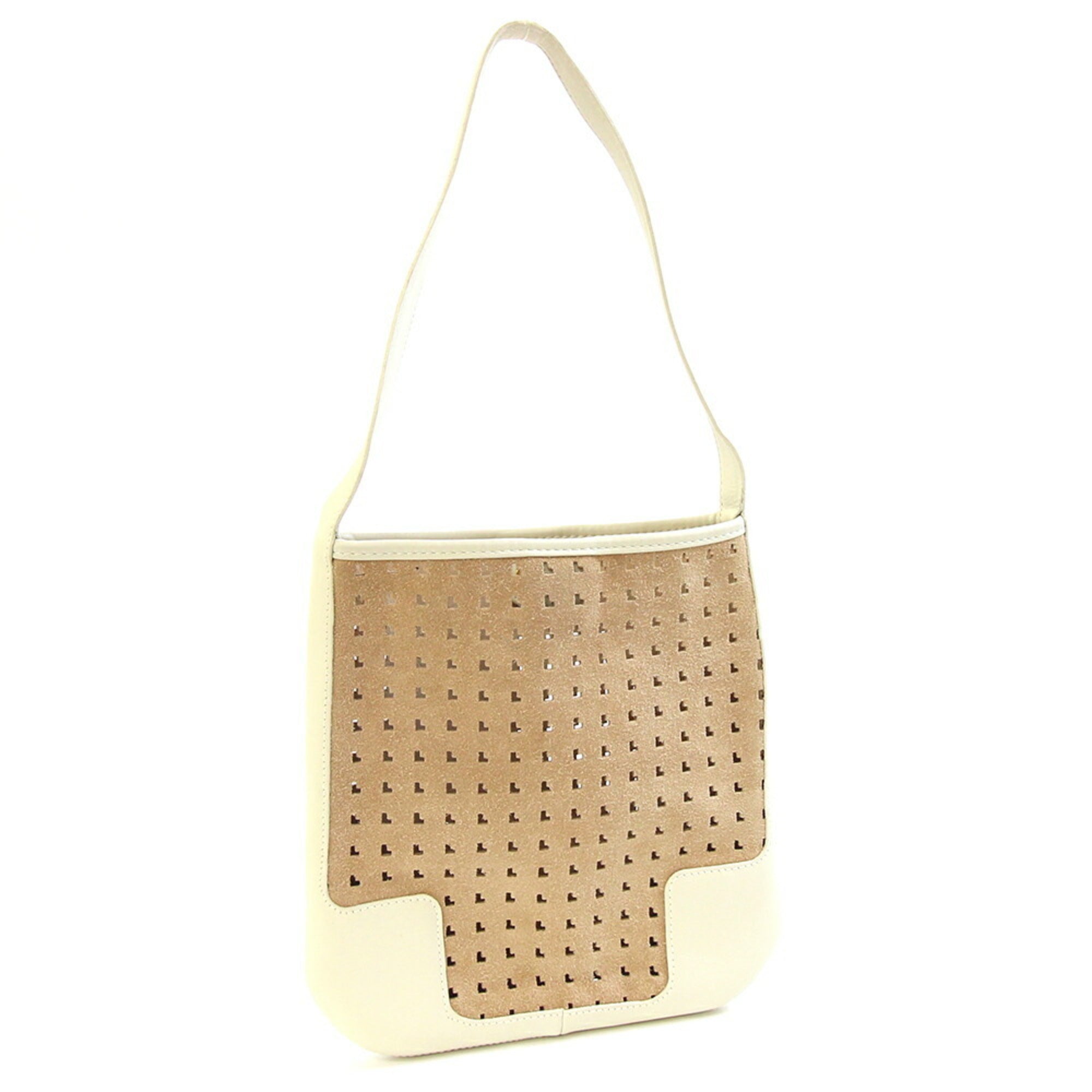 Loewe Ivory Light Brown White Suede Leather Shoulder Bag (Pre-Owned)