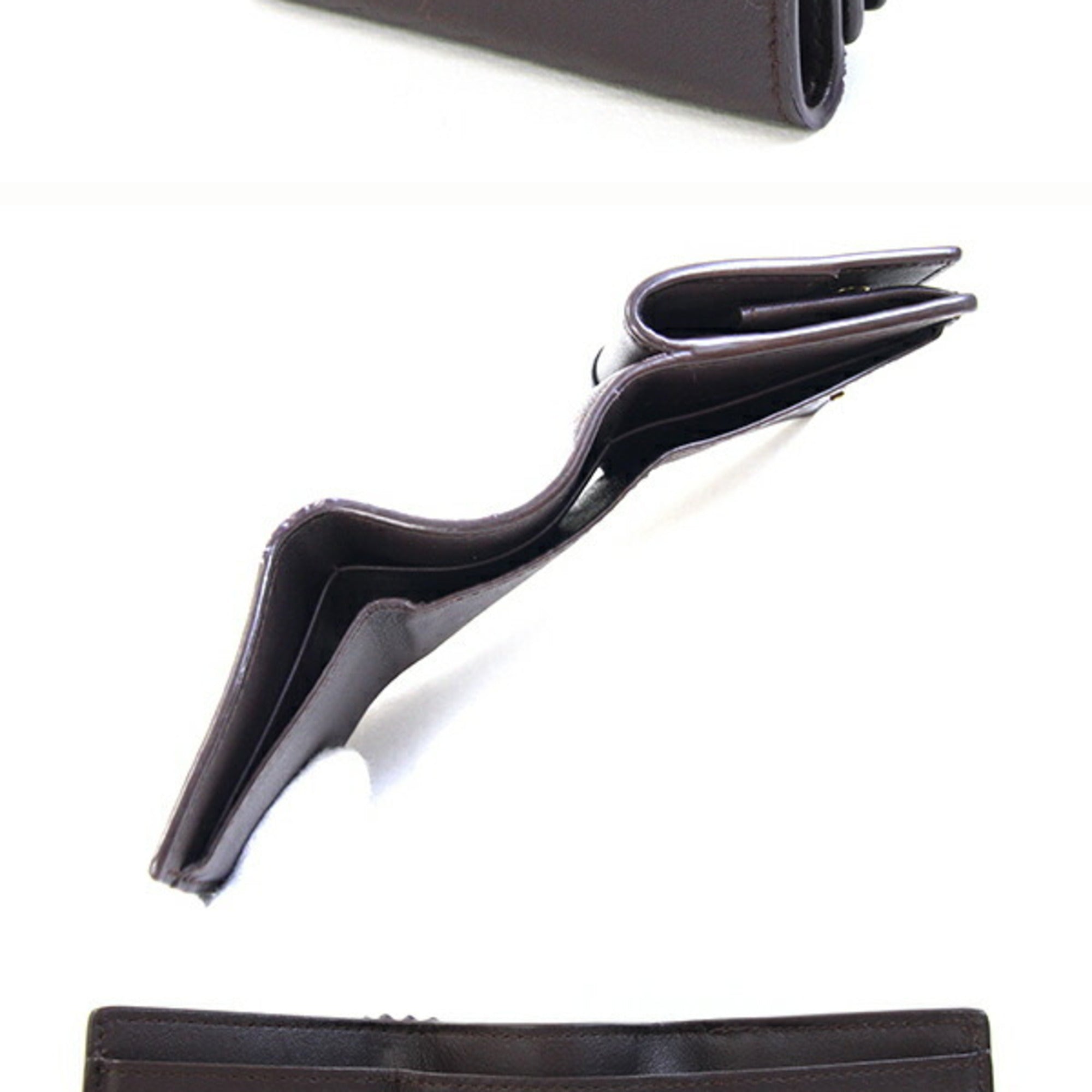 Saint Laurent Black Dark Brown Leather Wallet (Tri-Fold) (Pre-Owned)