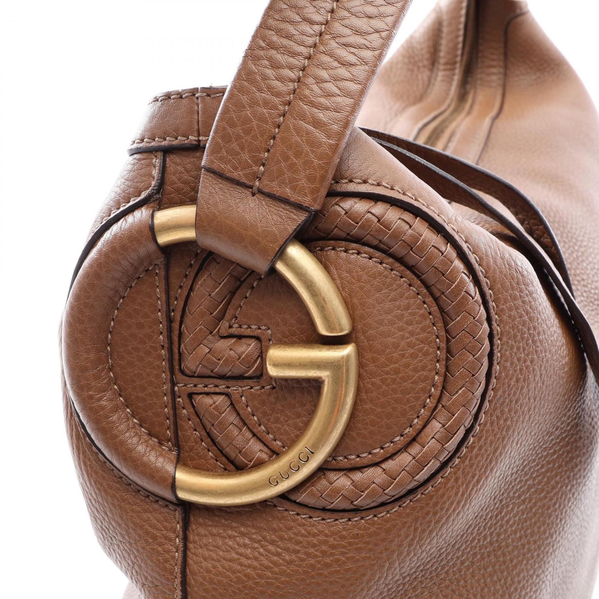 Gucci Brown Leather Handbag Shoulder Bag (Pre-Owned)