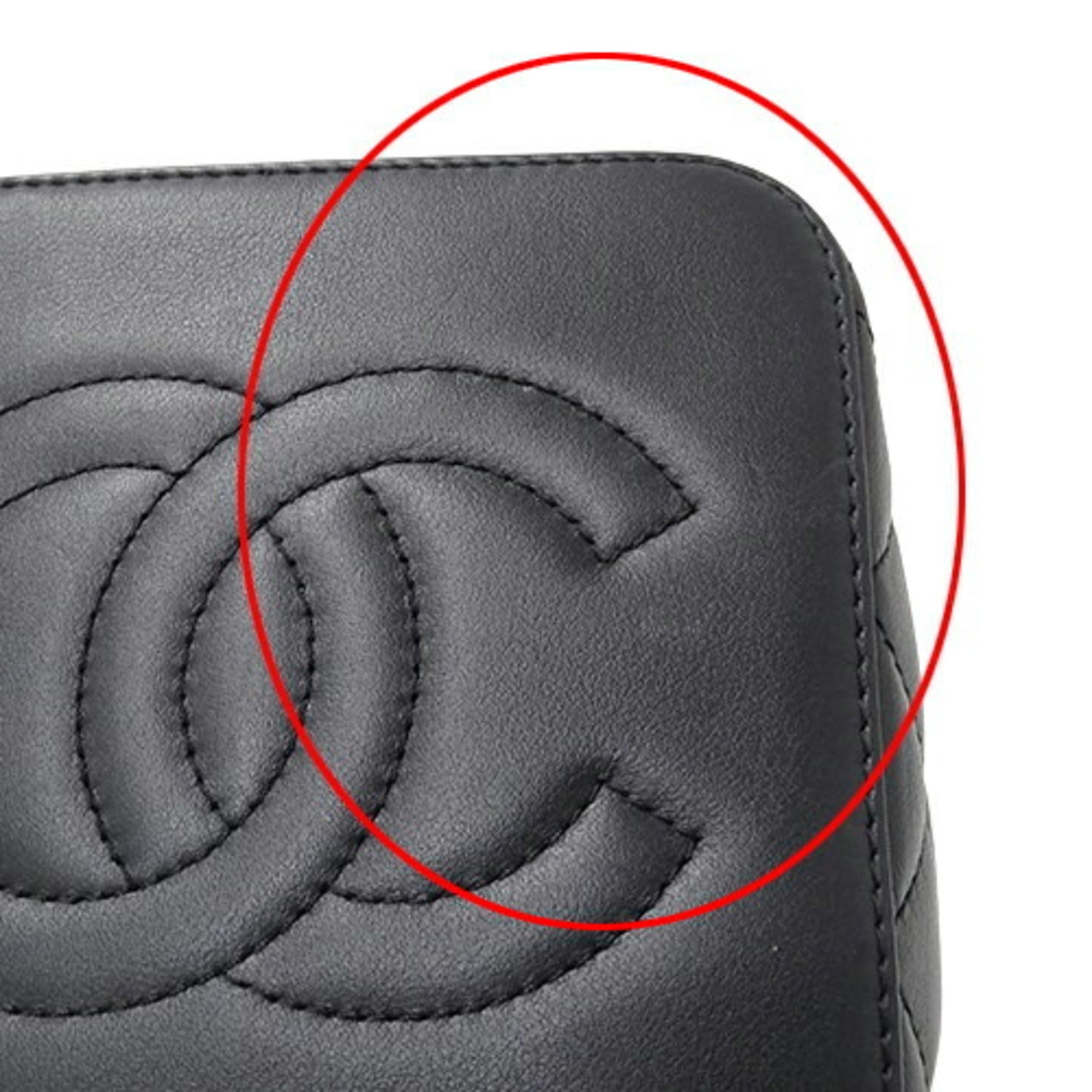 Chanel Black Leather Shoulder Bag Vanity Bag (Pre-Owned)