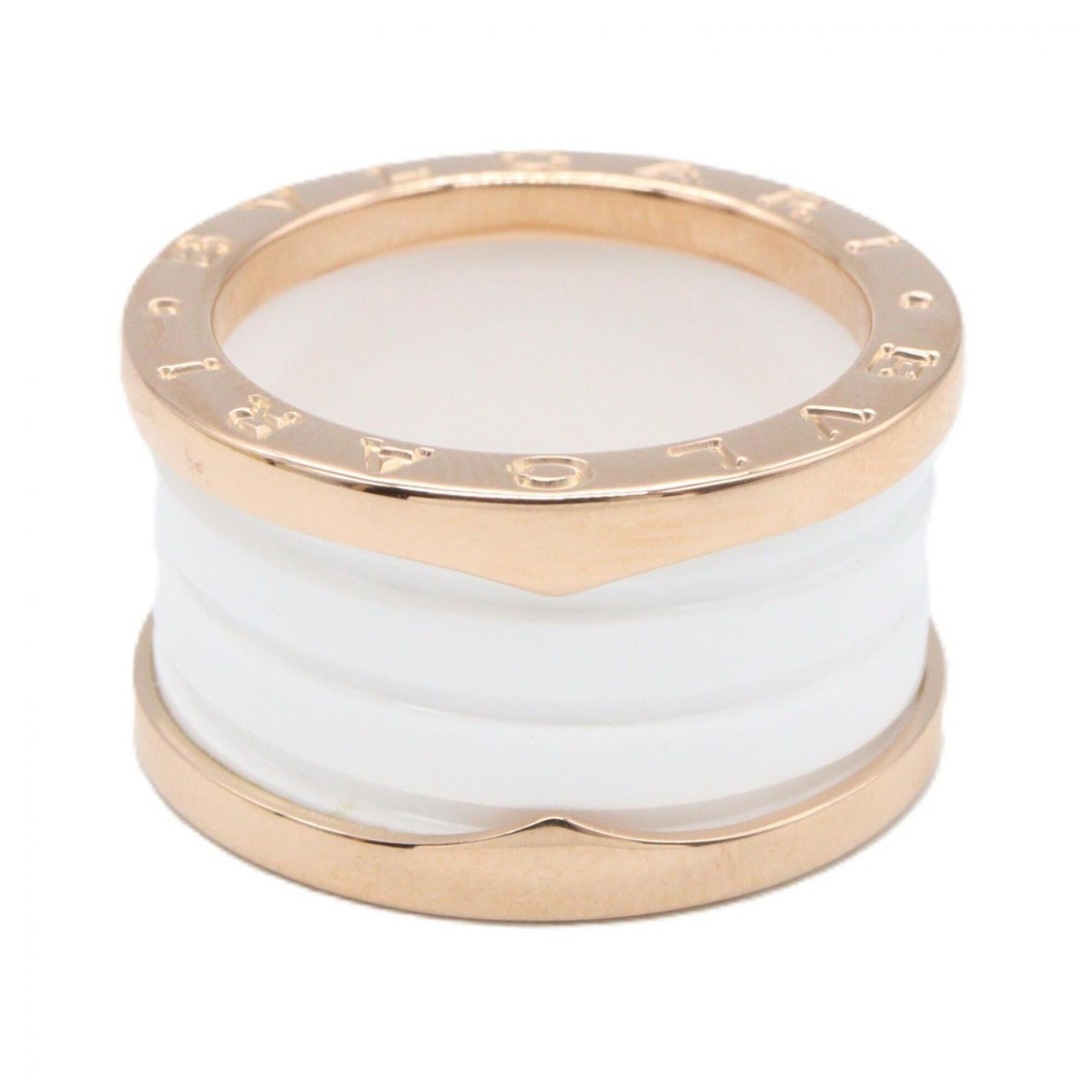 Bvlgari Gold White Pink Gold (18K) Ceramic Band Ring (Pre-Owned)