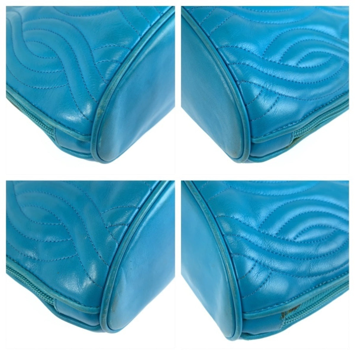 Fendi Blue Leather Pochette Shoulder Bag (Pre-Owned)