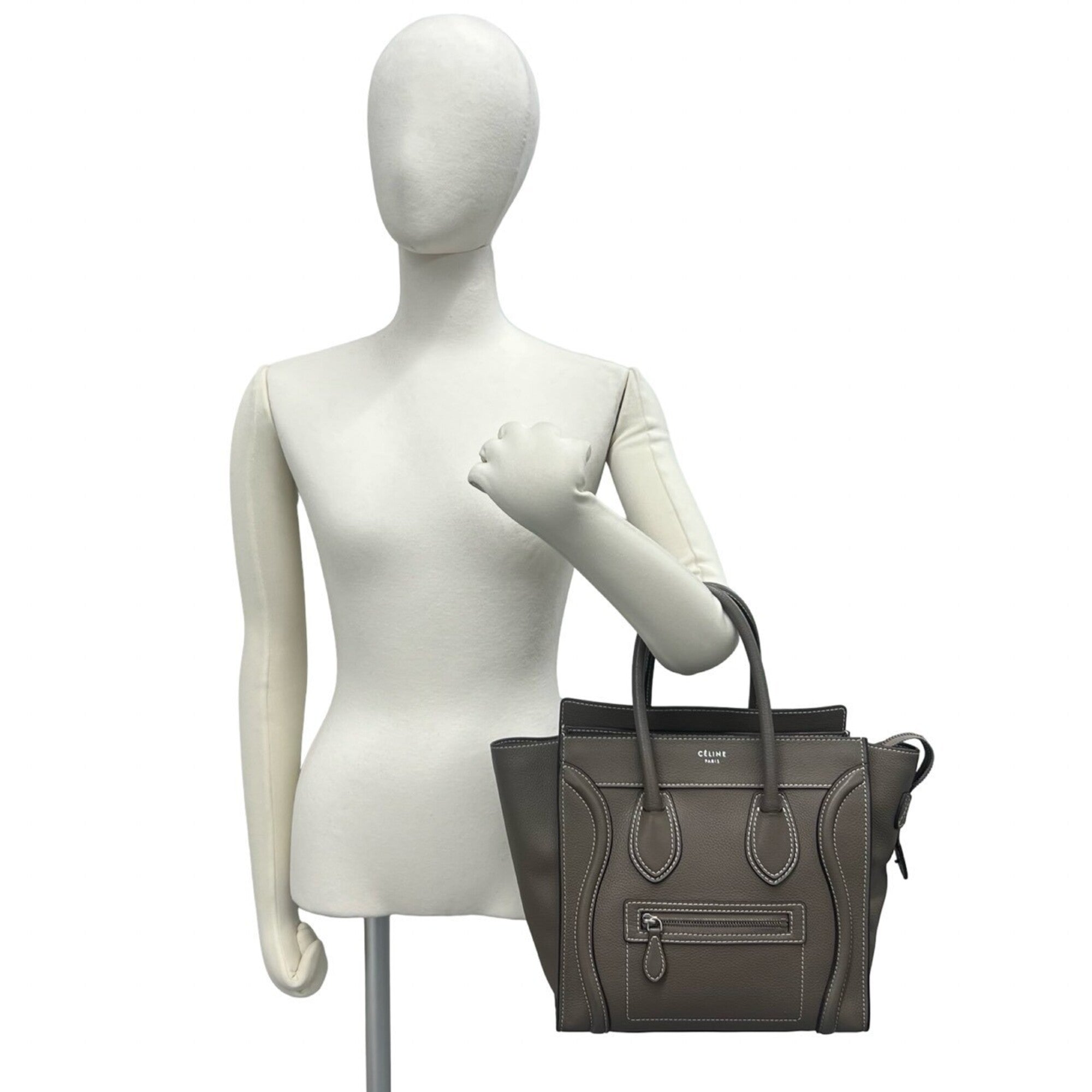 Celine Beige Leather Handbag Tote Bag (Pre-Owned)
