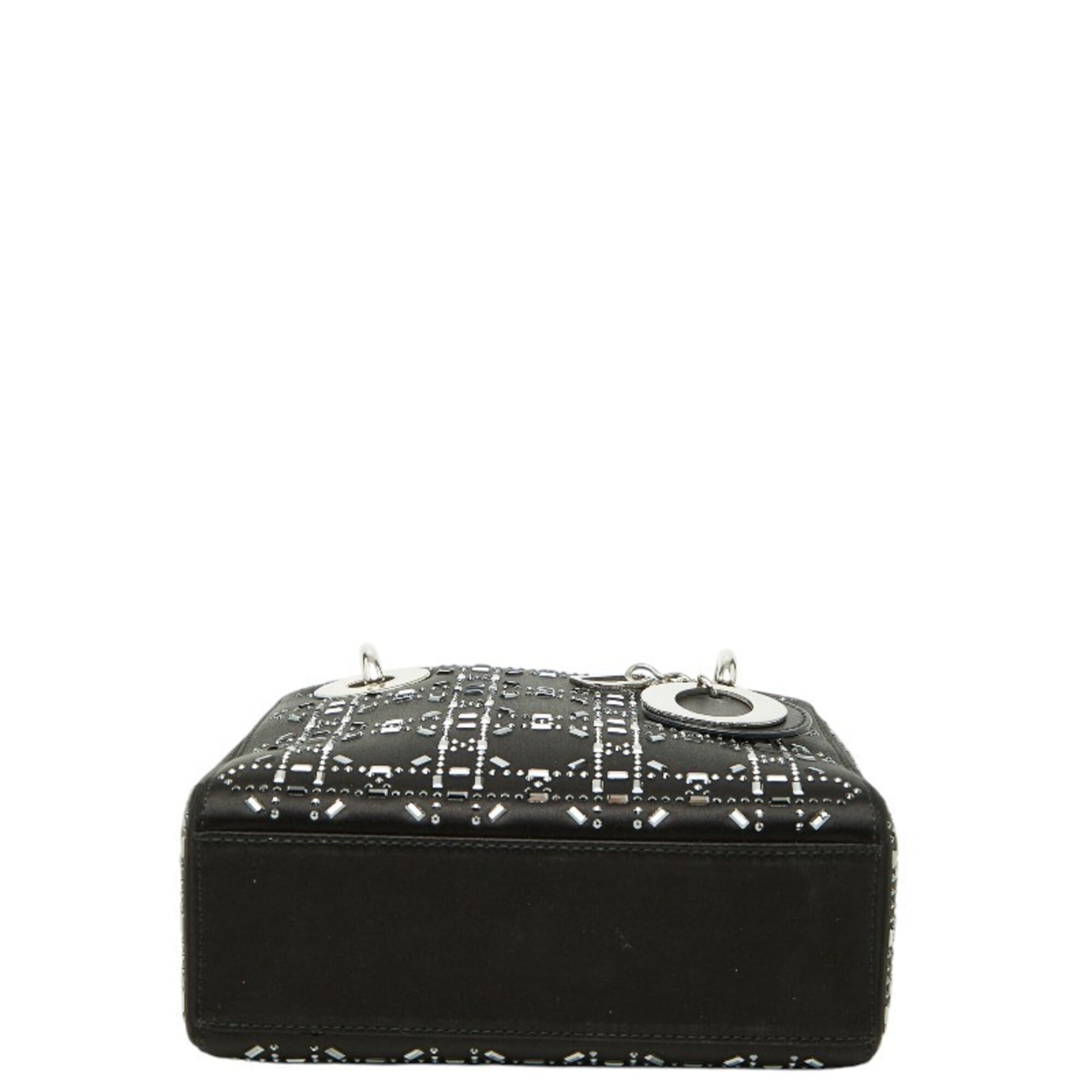 Christian Dior Lady Dior Black Satin Handbag Shoulder Bag (Pre-Owned)