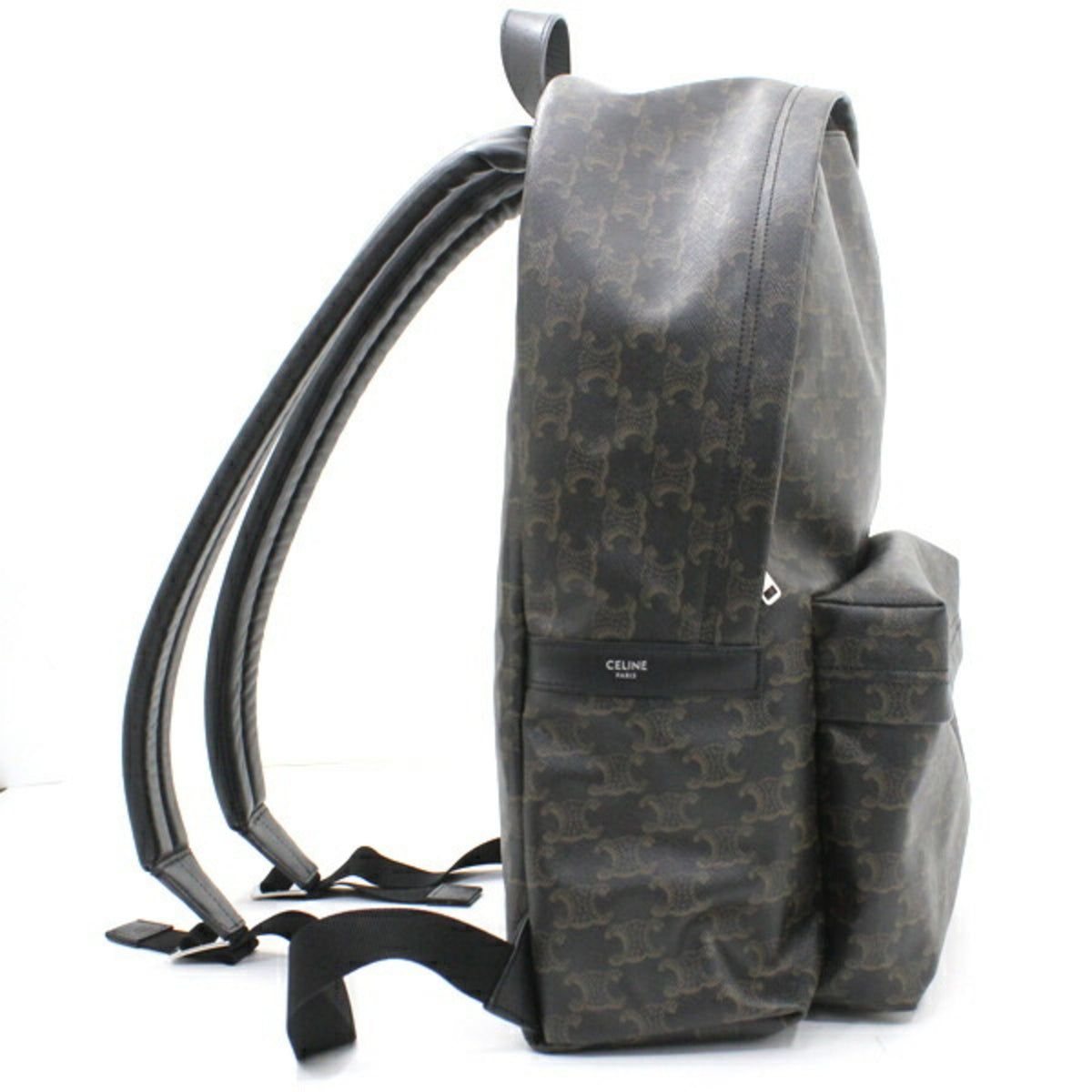 Celine Black Brown Canvas Leather Backpack (Pre-Owned)