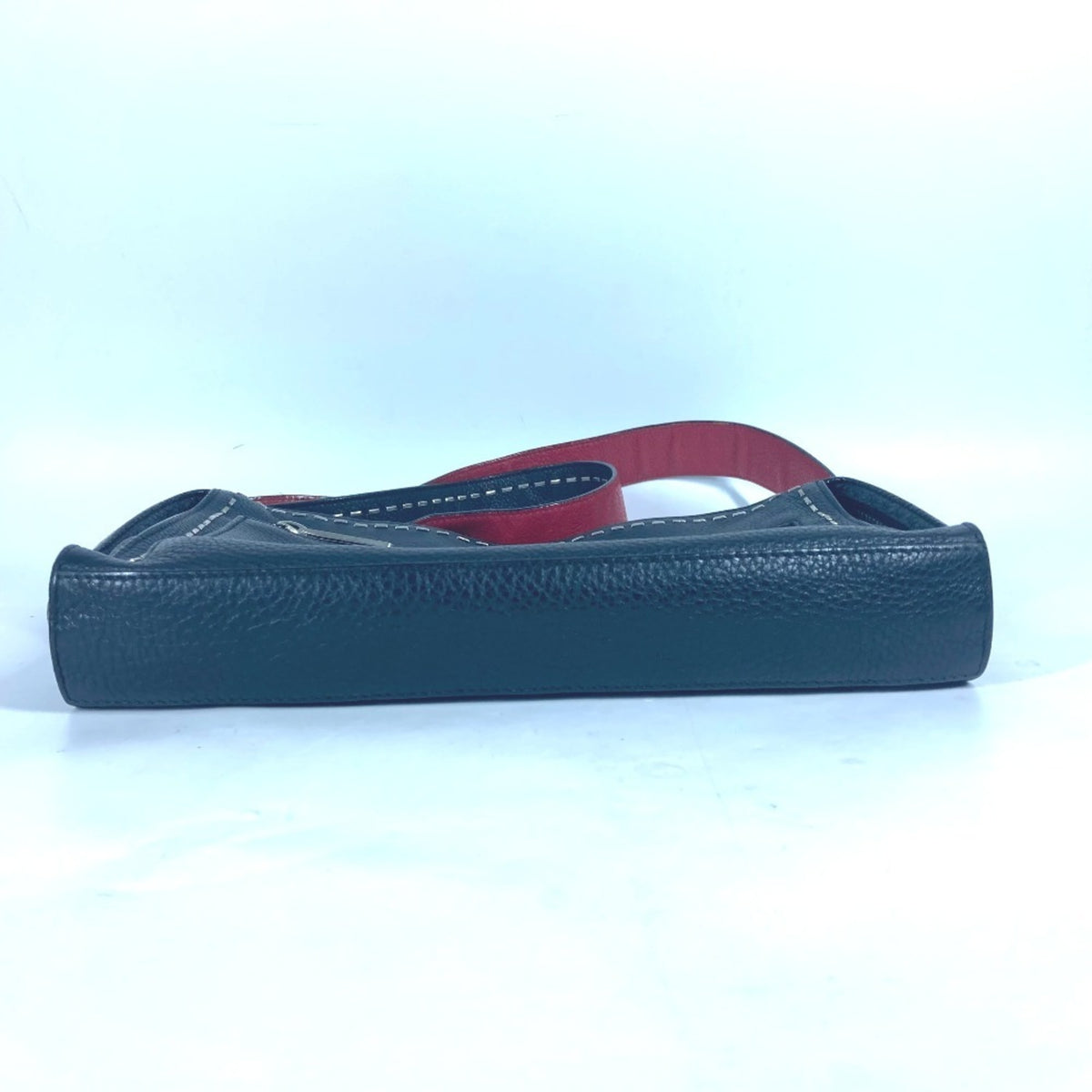 Fendi Black Red Color Leather Shoulder Bag (Pre-Owned)