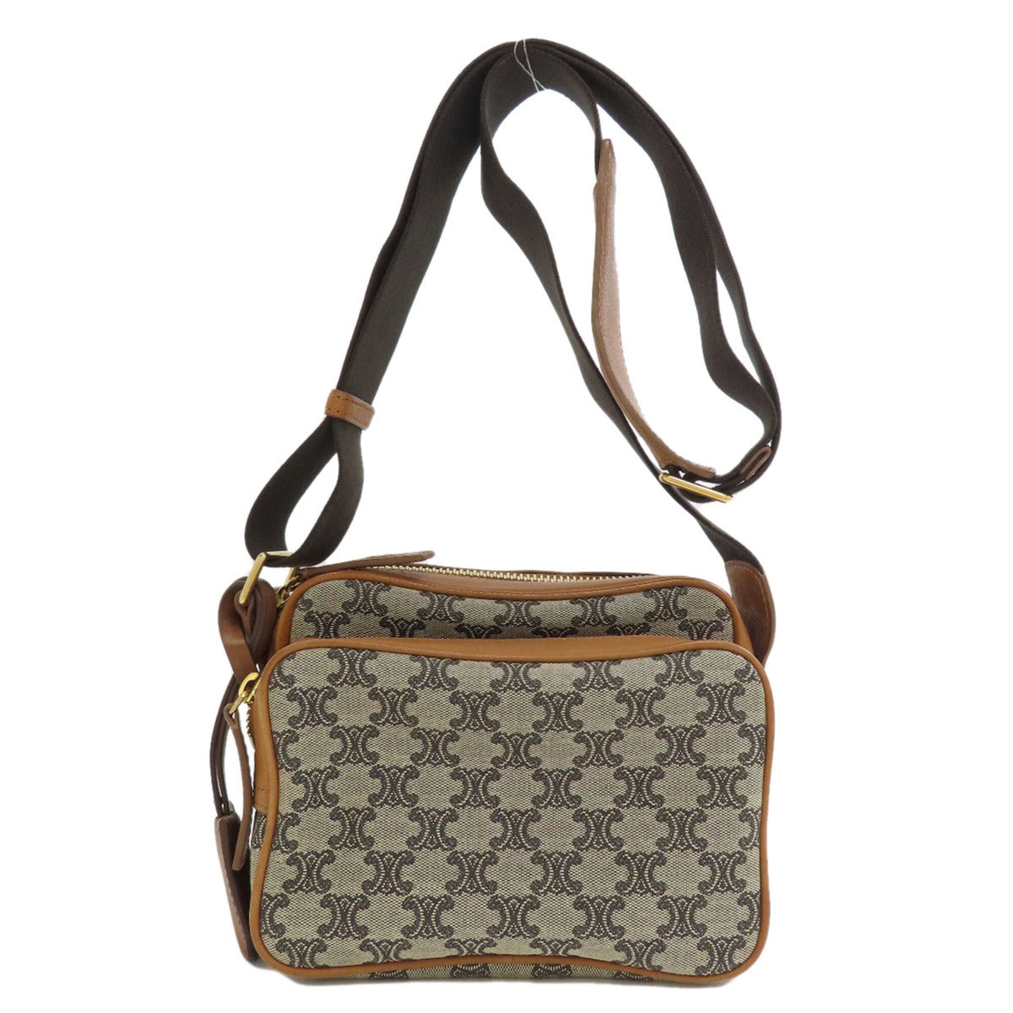 Celine Brown Canvas Shoulder Bag (Pre-Owned)