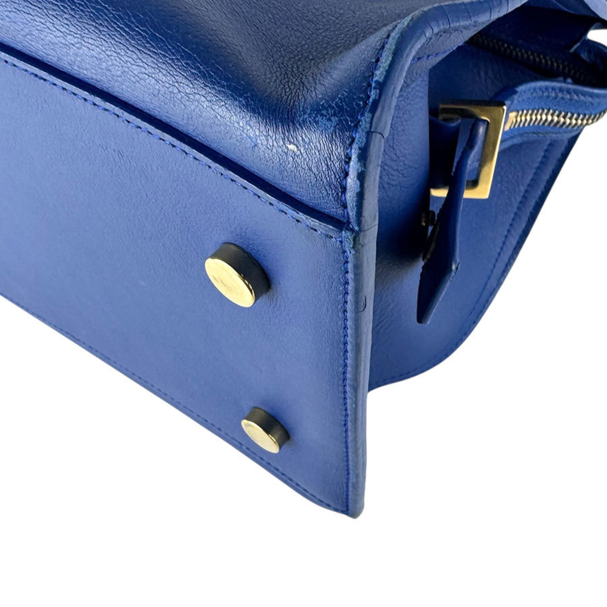 Saint Laurent Blue Leather Handbag Shoulder Bag (Pre-Owned)