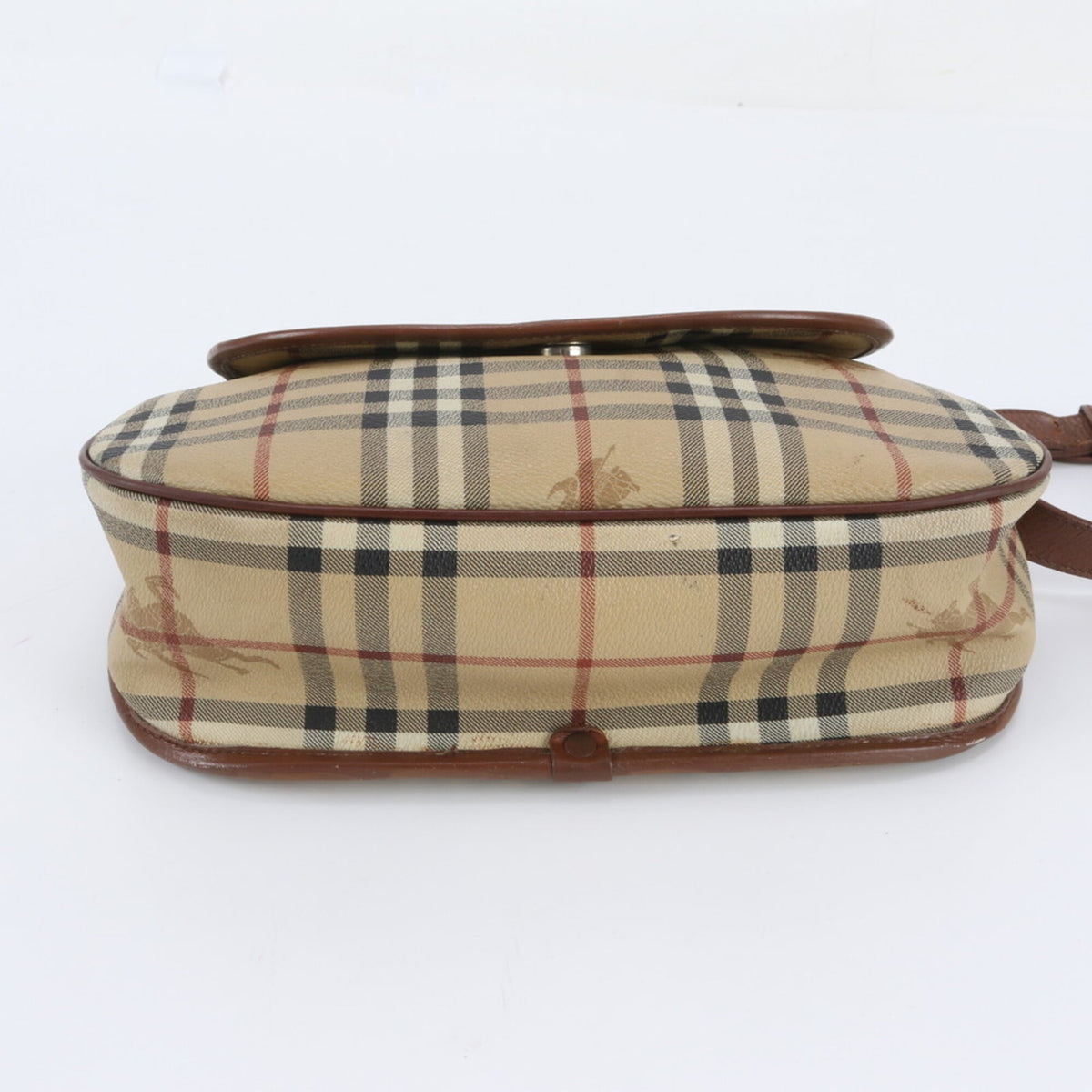 Burberry Beige Leather Coated Canvas Crossbody Bag Shoulder Bag (Pre-Owned)
