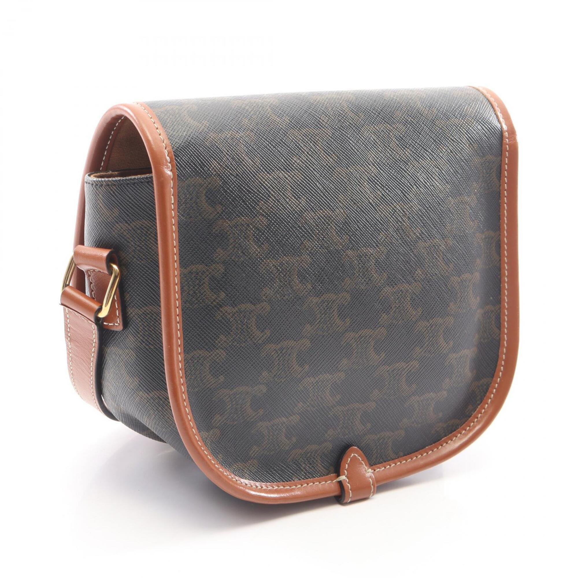 Celine Black Brown Coated Canvas Pvc Leather Handbag Shoulder Bag (Pre-Owned)