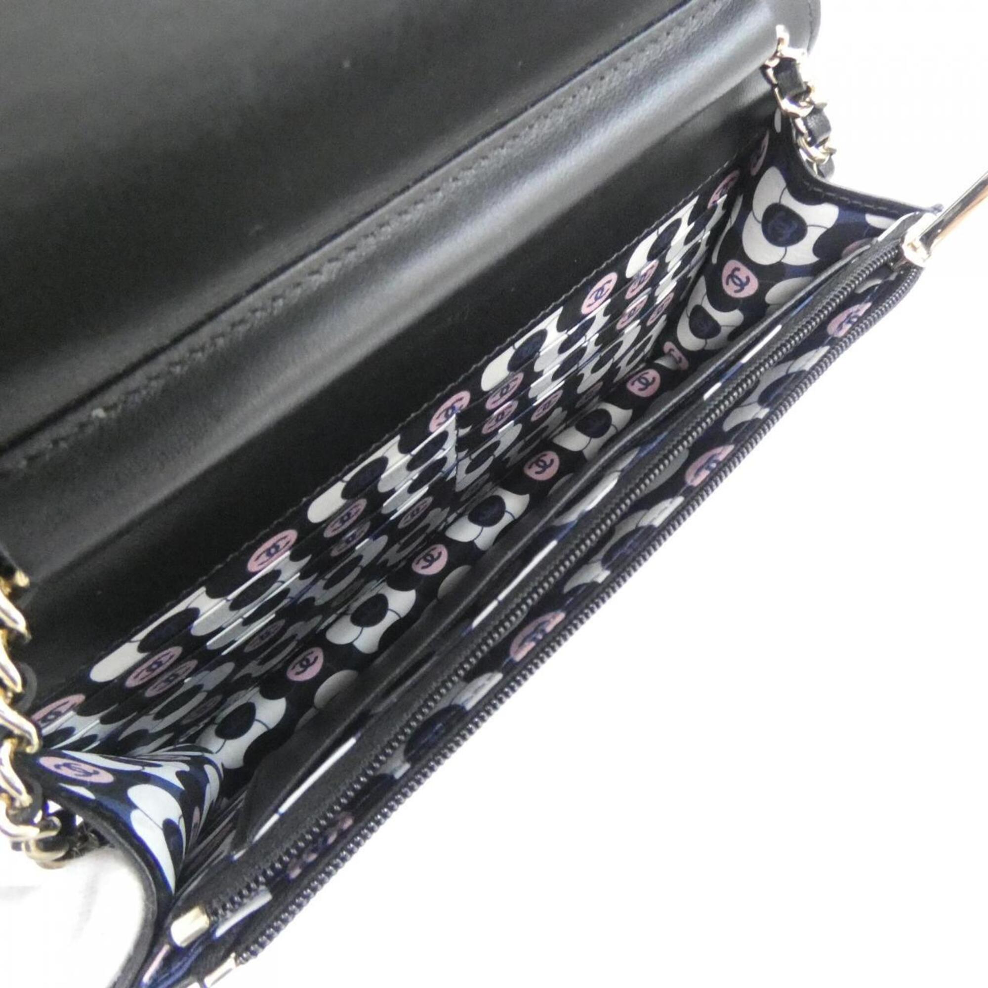 Chanel Black Leather Chain/Shoulder Wallet (Pre-Owned)