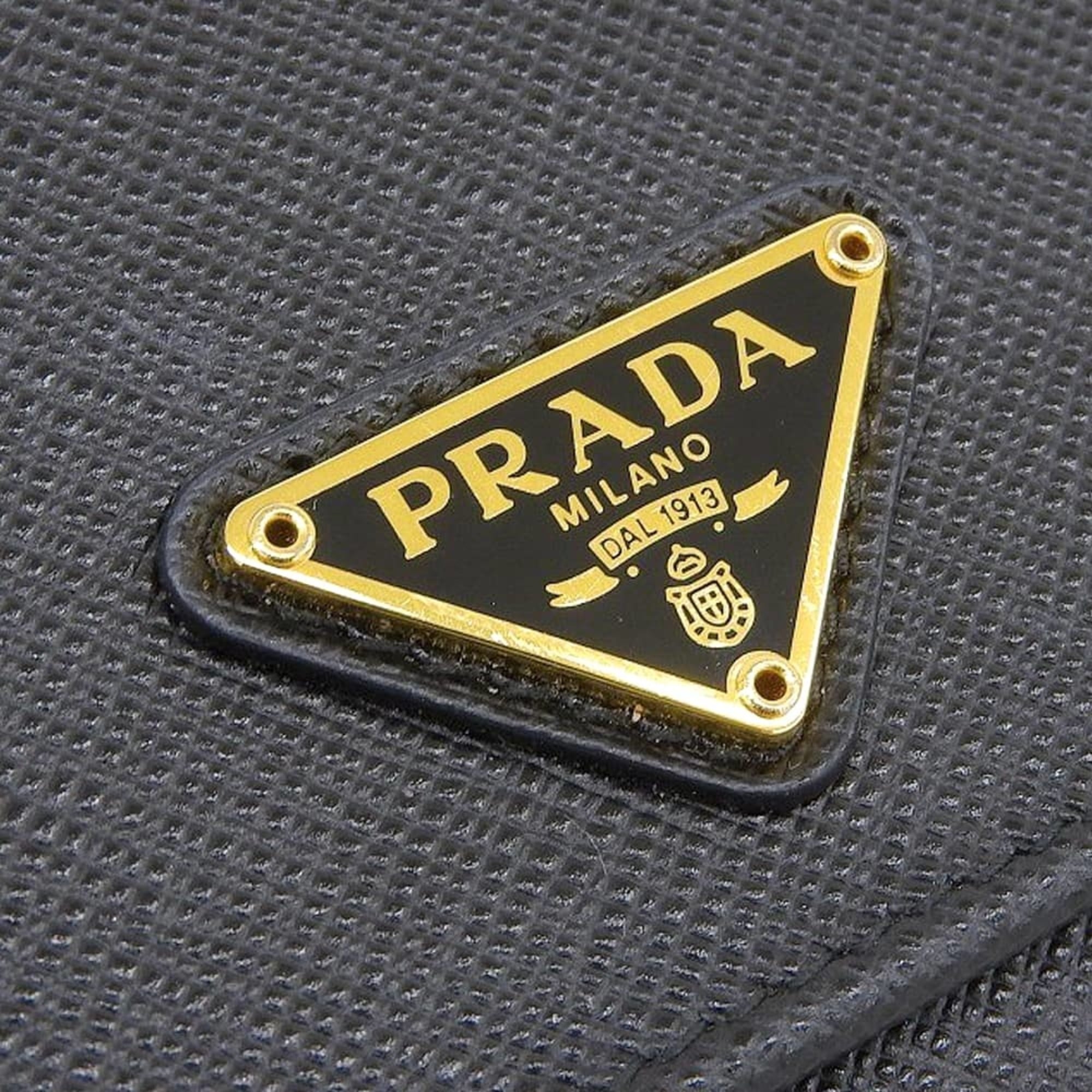 Prada Black Saffiano Triangle Long Wallet (Bi-Fold) (Pre-Owned)