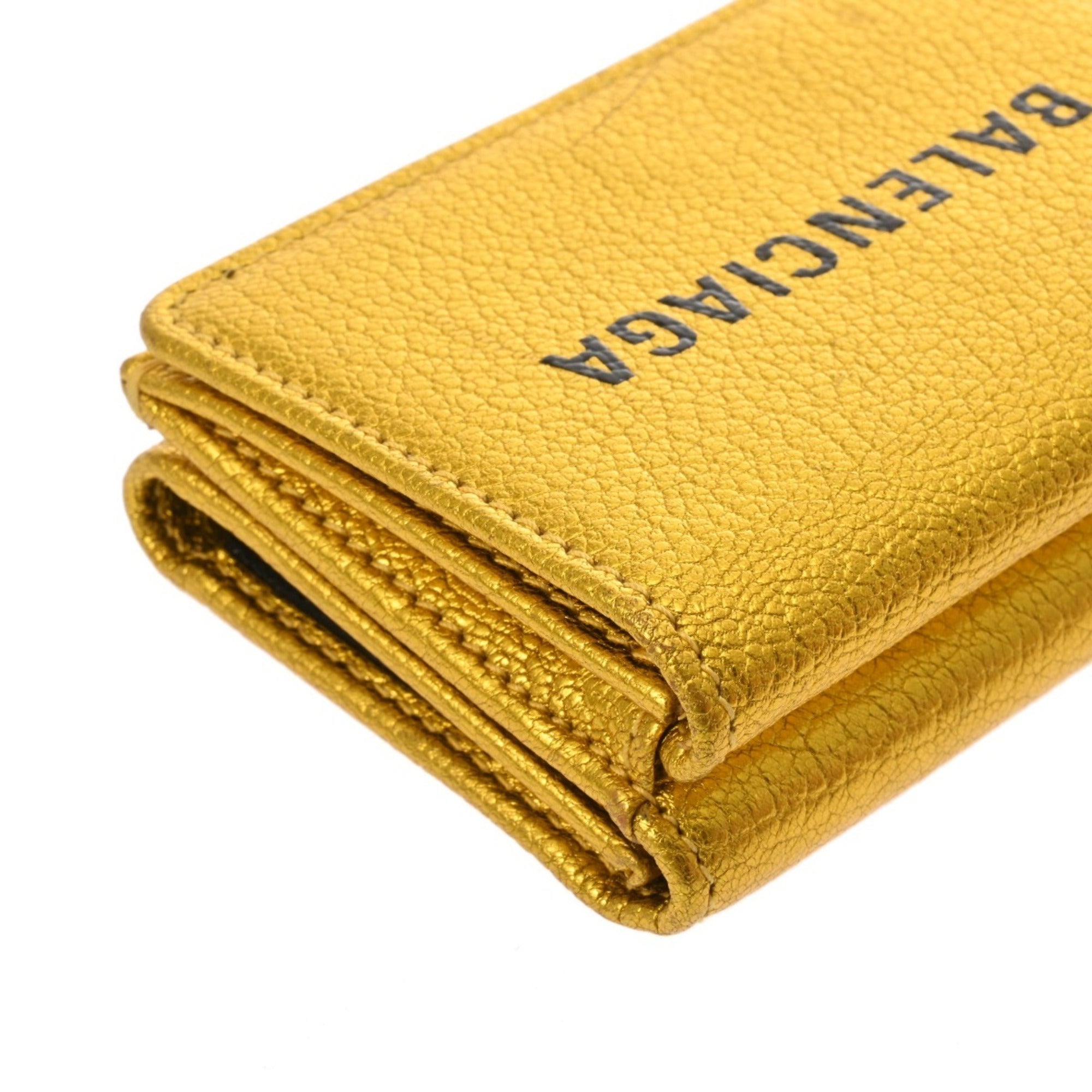 Balenciaga Metallic Gold Leather Wallet (Tri-Fold) (Pre-Owned)