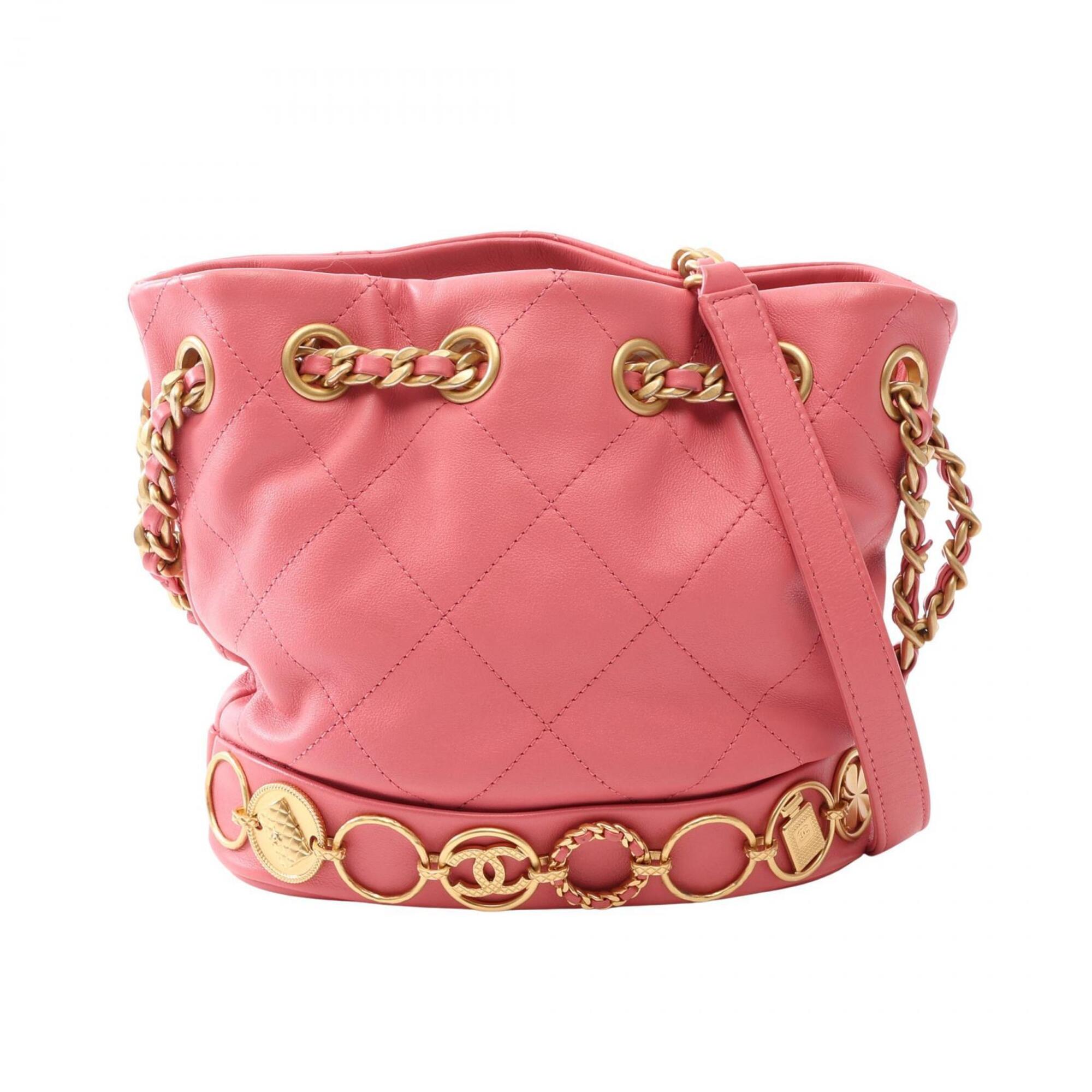 Chanel Pink Leather Handbag Shoulder Bag (Pre-Owned)