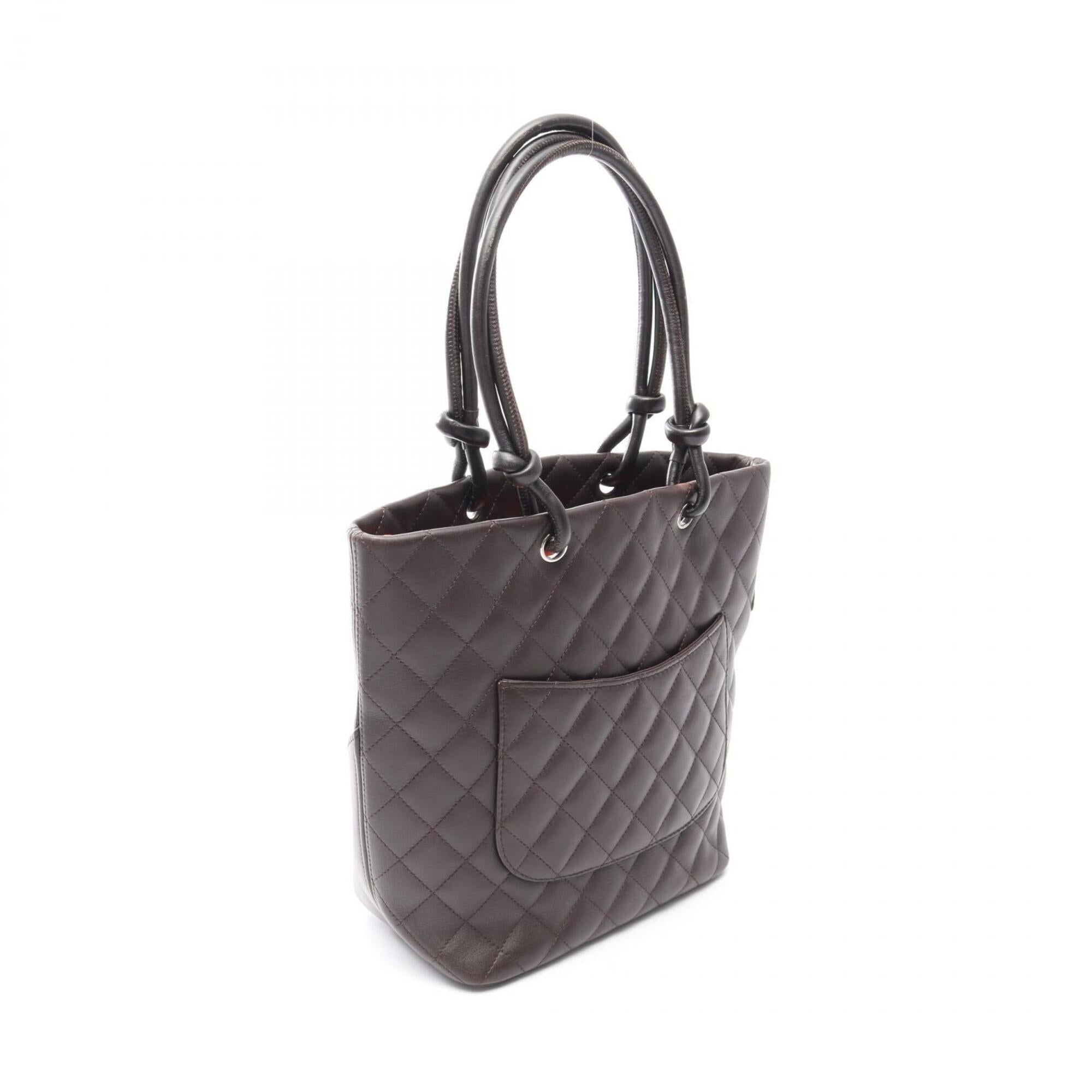 Chanel Brown Leather Patent Leather Handbag Tote Bag (Pre-Owned)