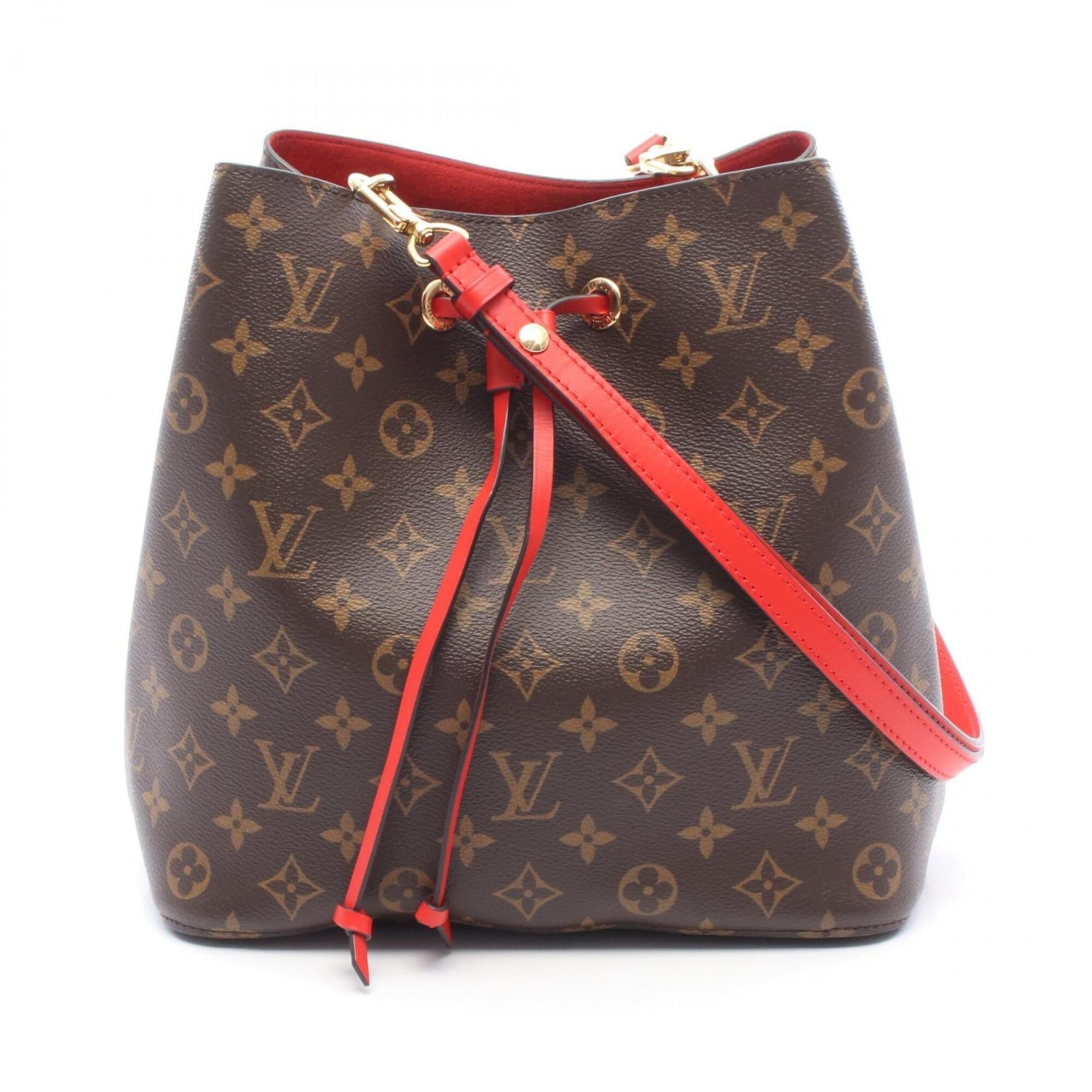 Louis Vuitton Brown Coquelicots Monogram Red Color Coated Canvas Leather Handbag Shoulder Bag (Pre-Owned)
