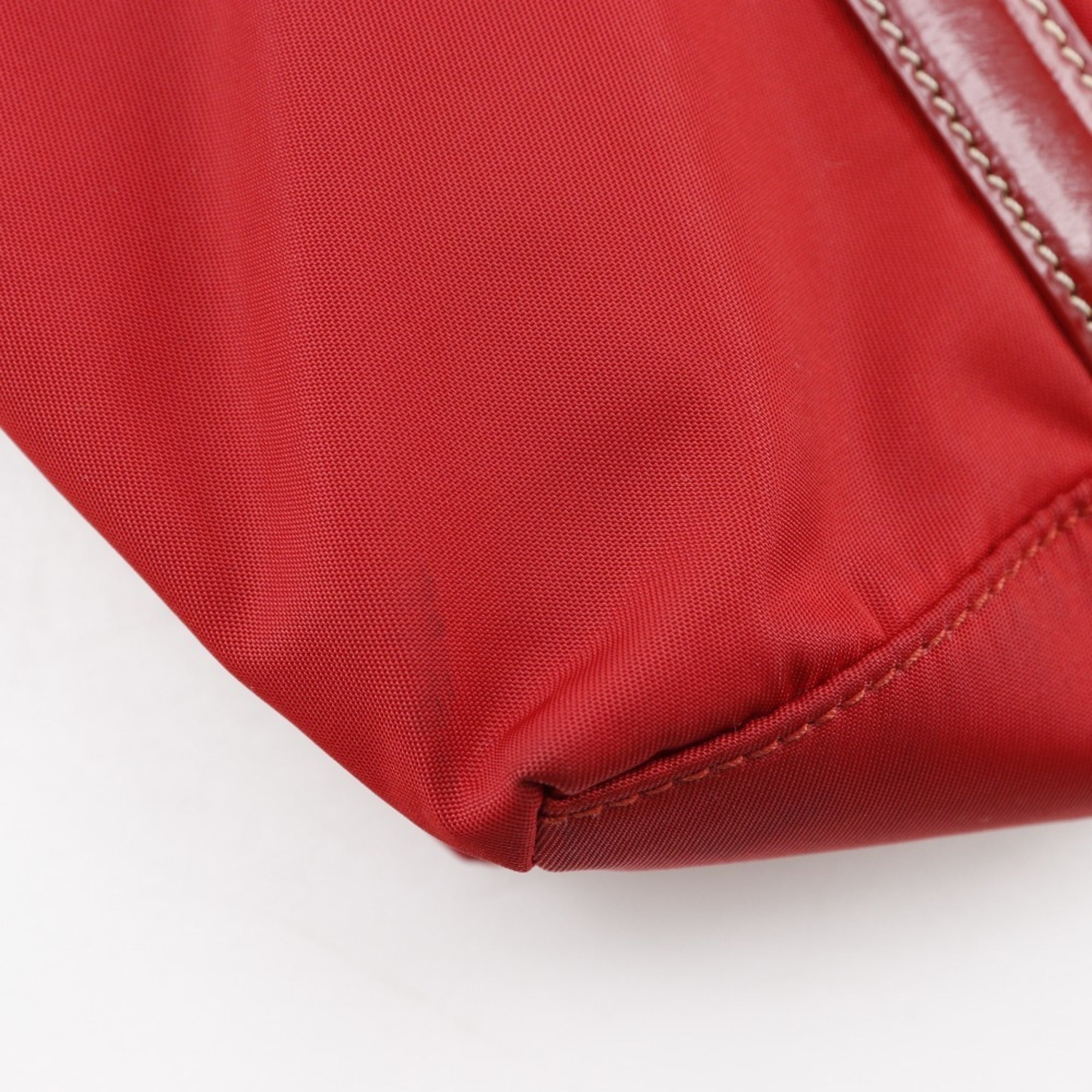 Prada Red Color Nylon Handbag (Pre-Owned)