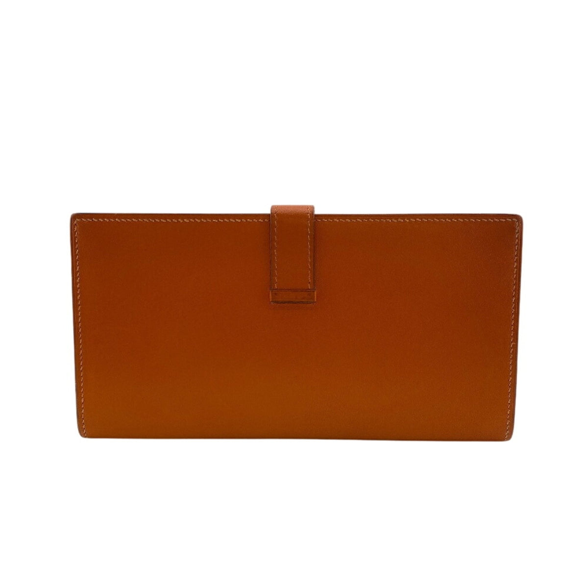 Hermes Orange Box Calf Leather Long Wallet (Bi-Fold) (Pre-Owned)