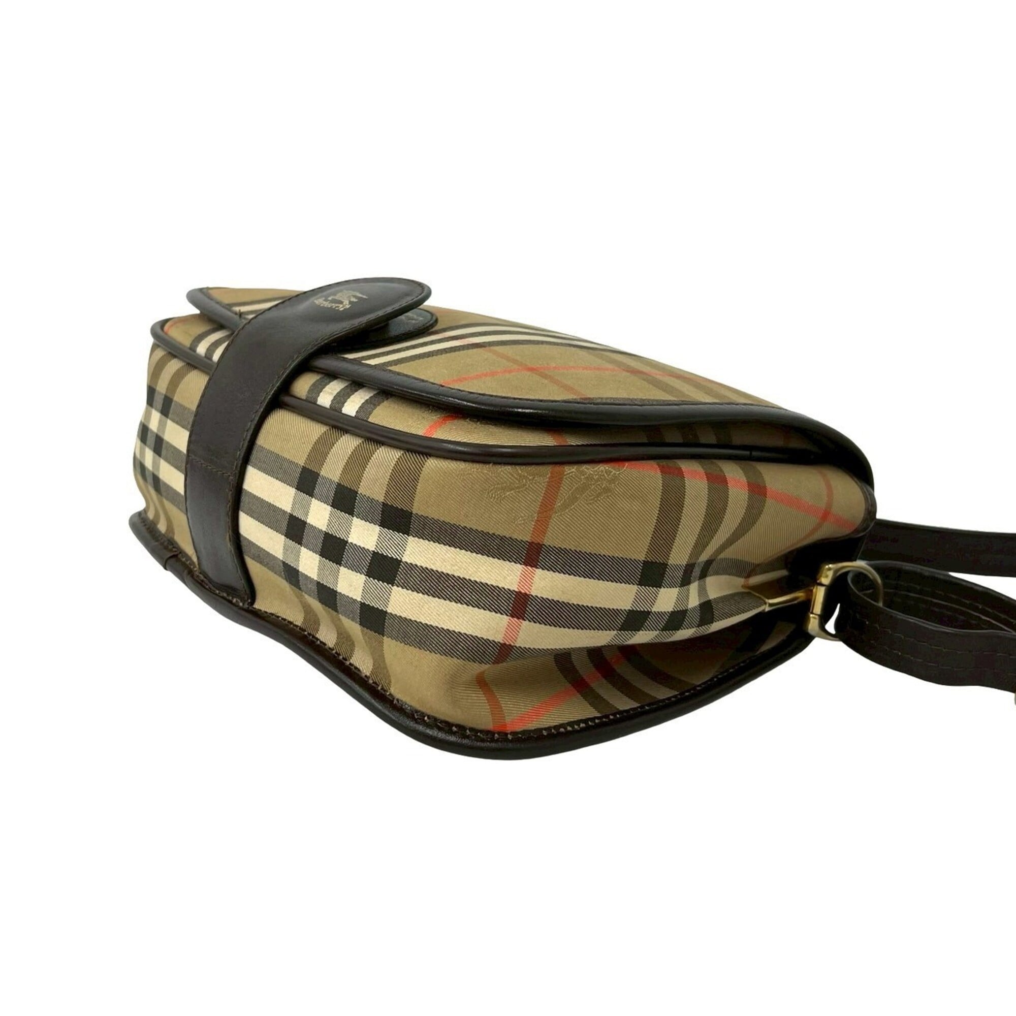 Burberry Beige Brown Canvas Pochette Shoulder Bag (Pre-Owned)