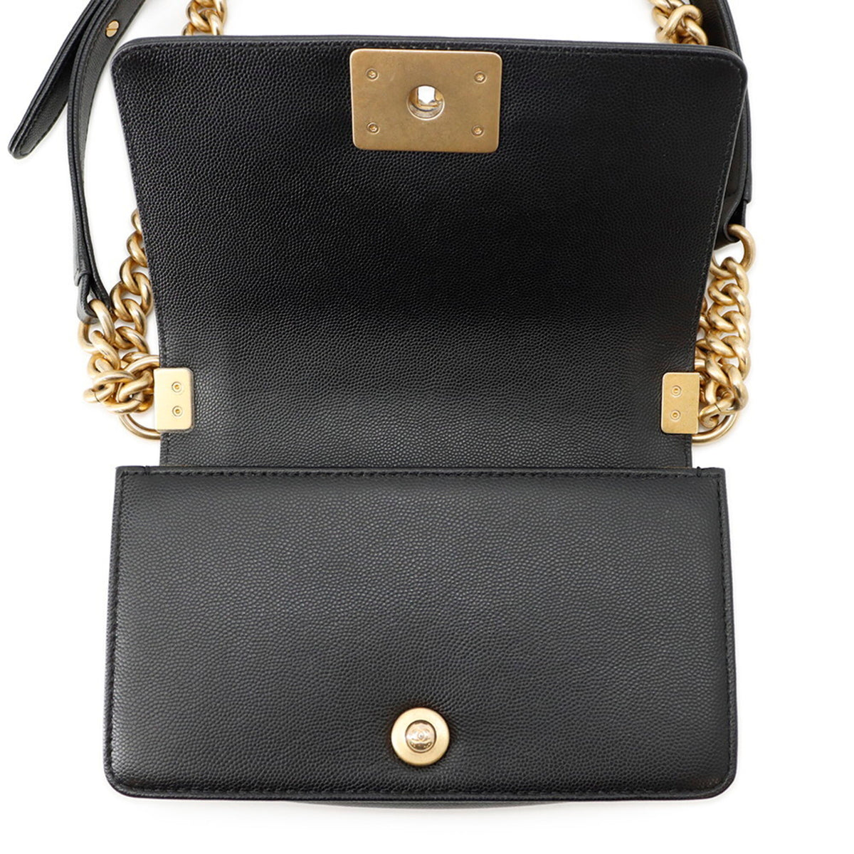 Chanel Matelasse Black Grained Calfskin Handbag Shoulder Bag (Pre-Owned)
