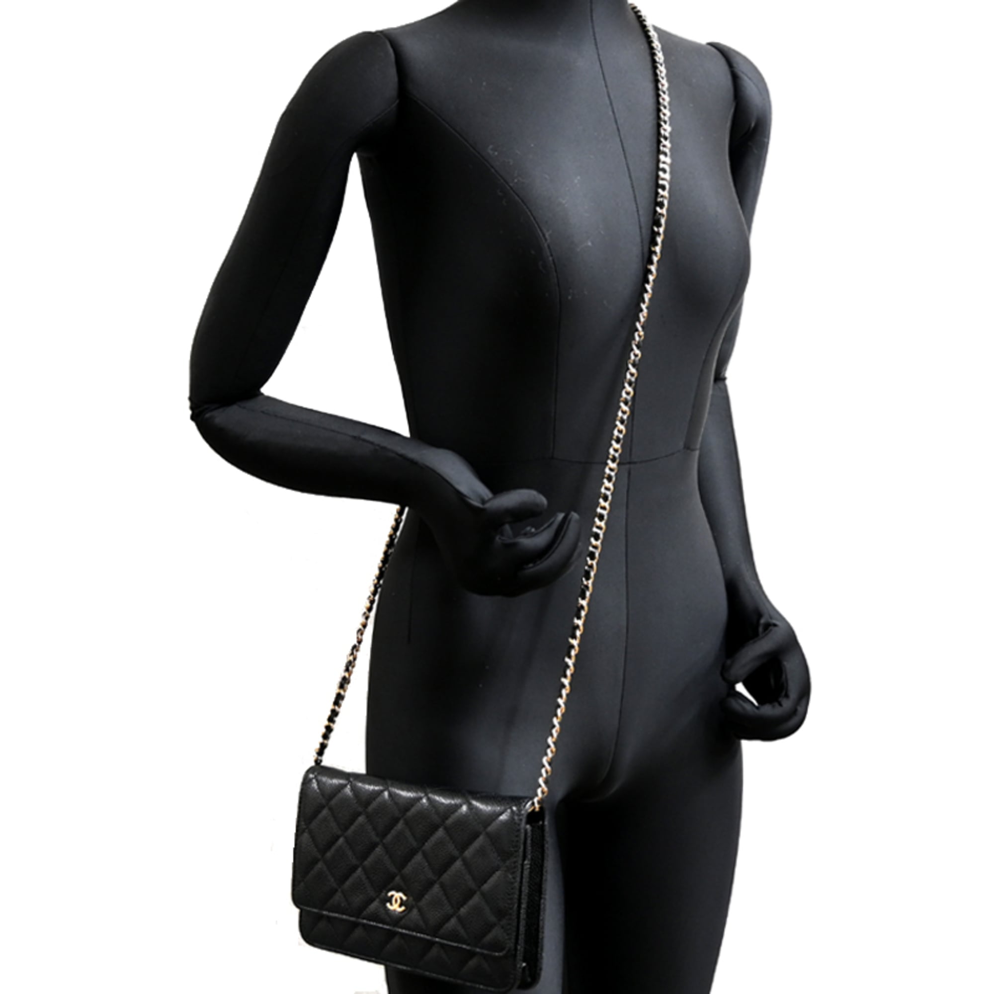 Chanel Grained Calfskin Chain/Shoulder Wallet (Pre-Owned)