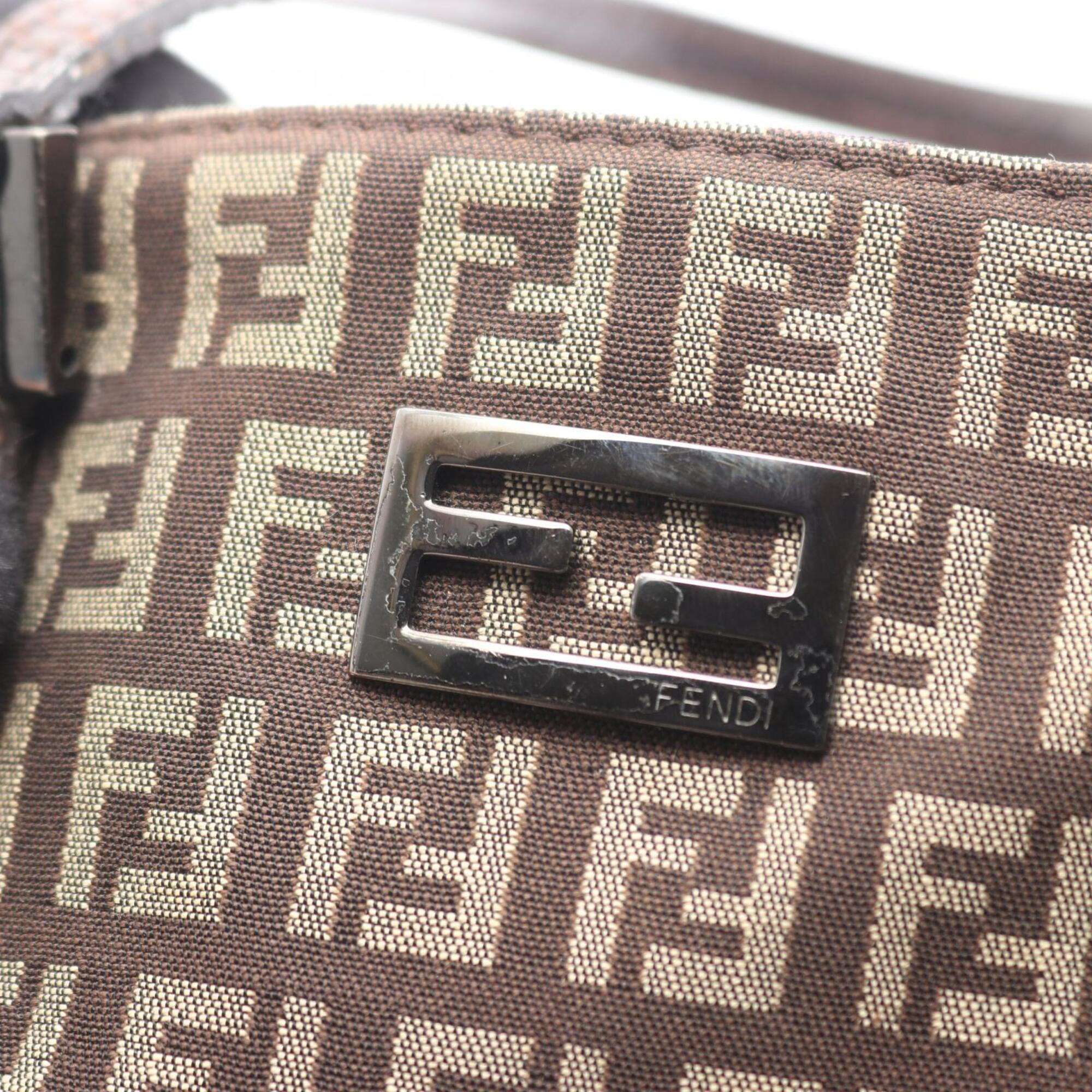 Fendi Beige Brown Canvas Leather Handbag Tote Bag (Pre-Owned)