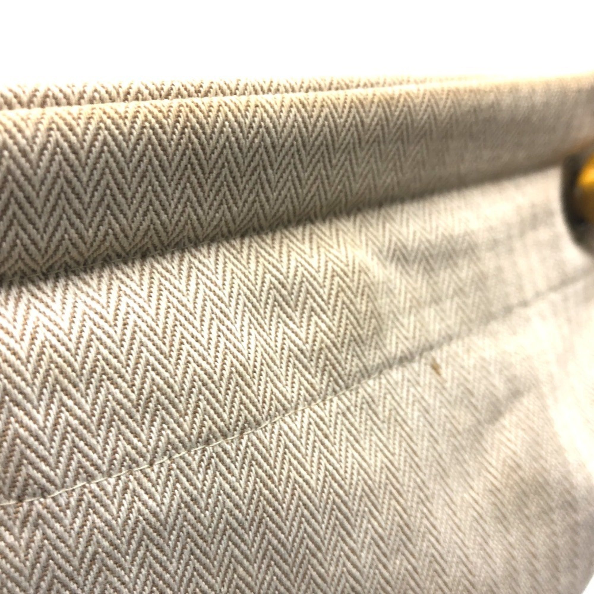 Hermes Beige Brown Toile Chevron Shoulder Bag (Pre-Owned)
