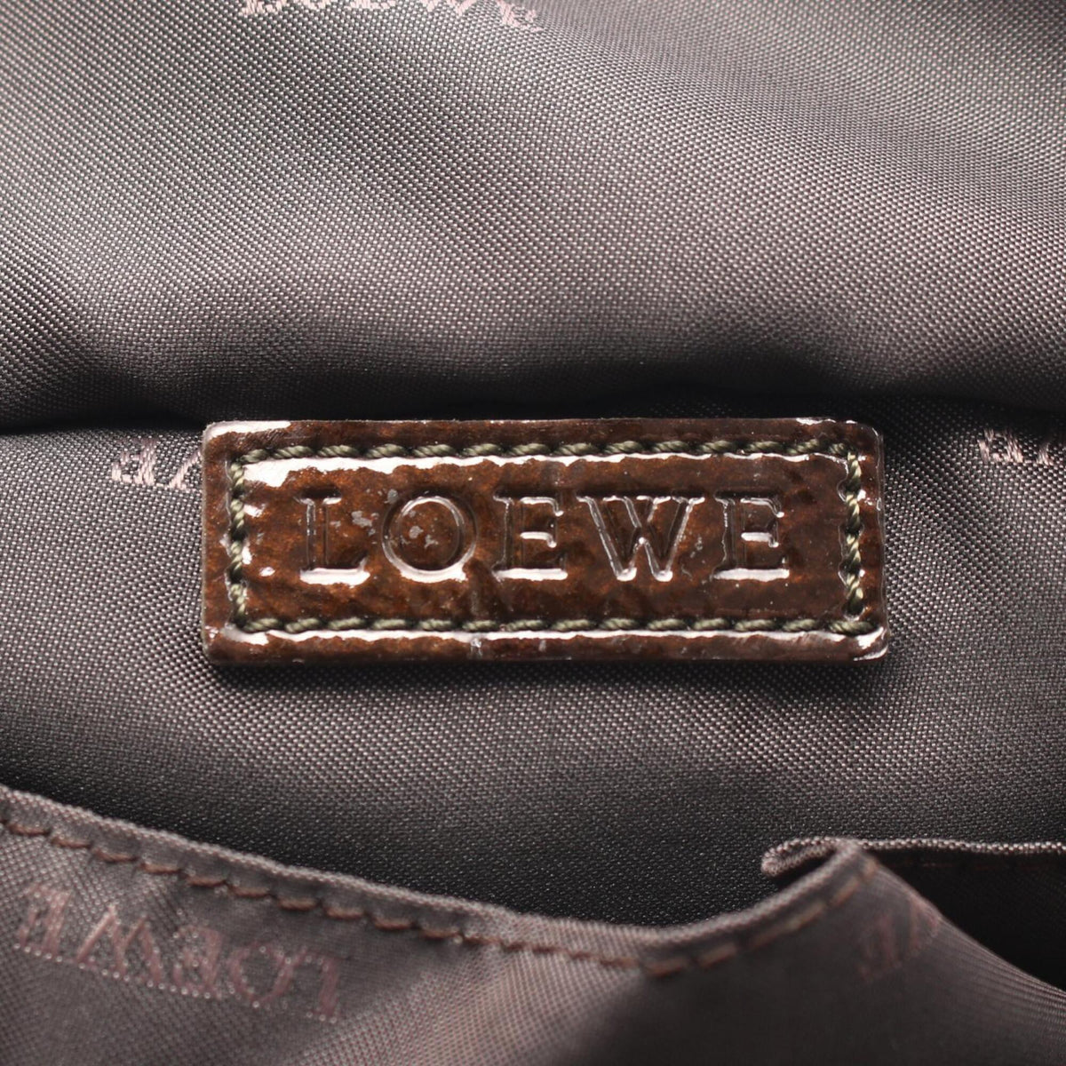Loewe Brown Khaki Coated Canvas Leather Handbag (Pre-Owned)