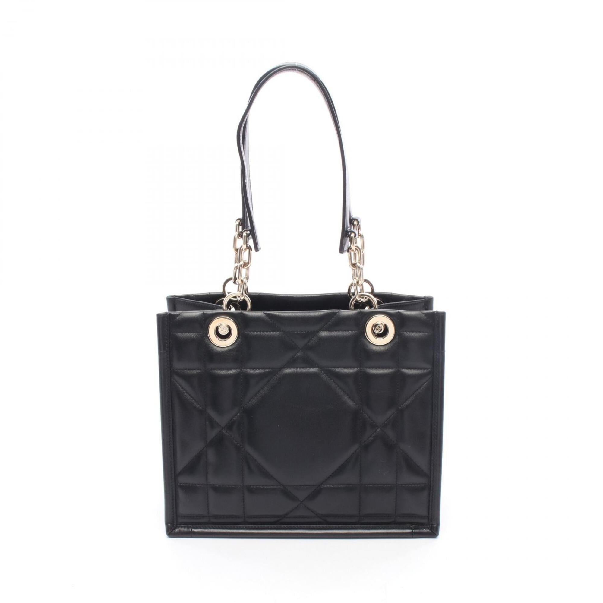 Christian Dior Black Leather Handbag Tote Bag (Pre-Owned)