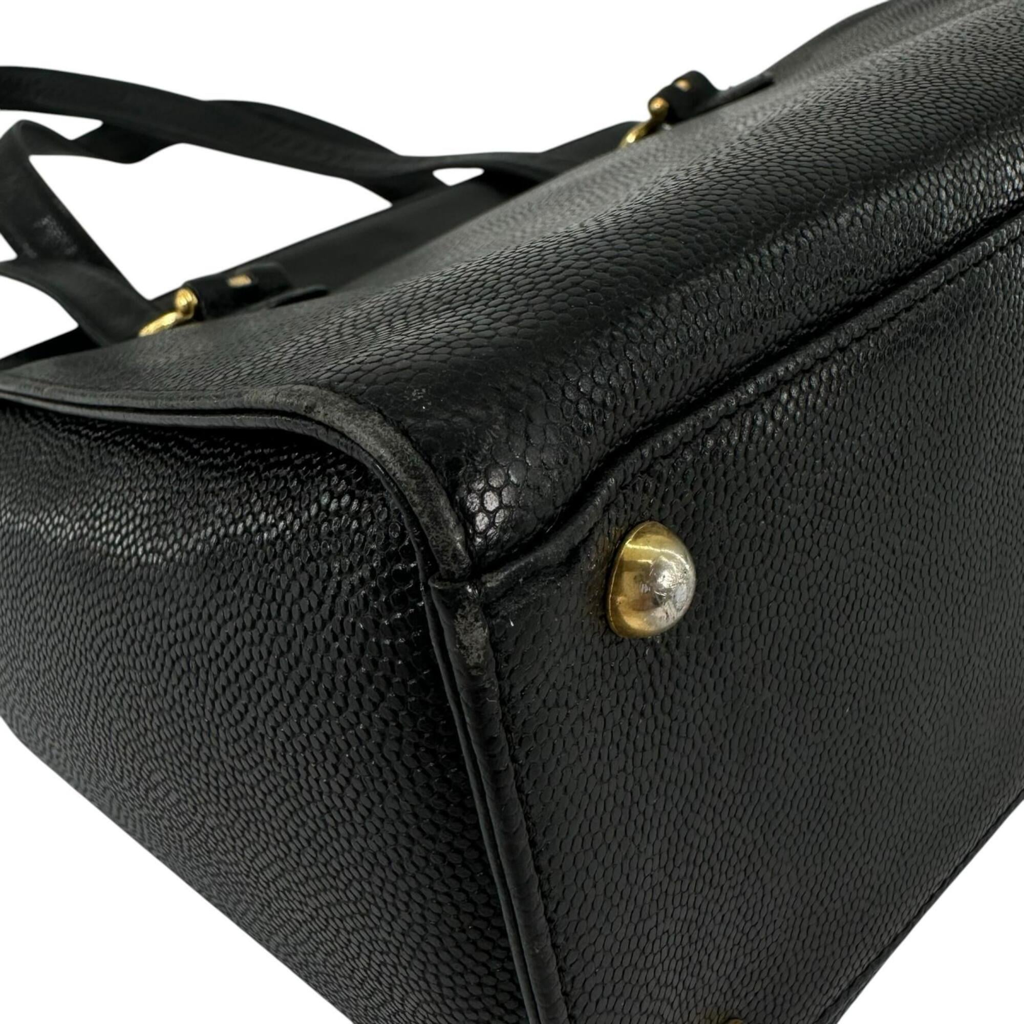 Versace Black Leather Tote Bag (Pre-Owned)