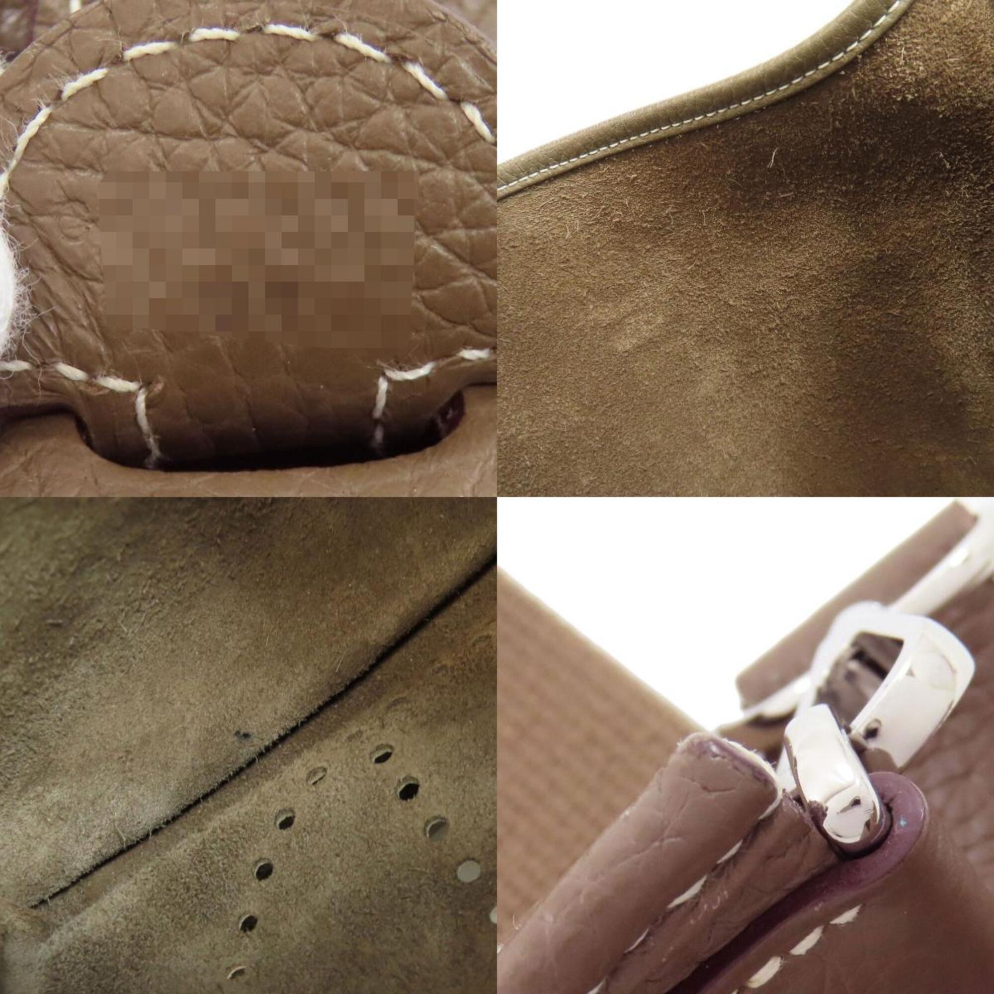 Hermes Brown Etoupe Gray Taurillon Clemence Leather Shoulder Bag (Pre-Owned)