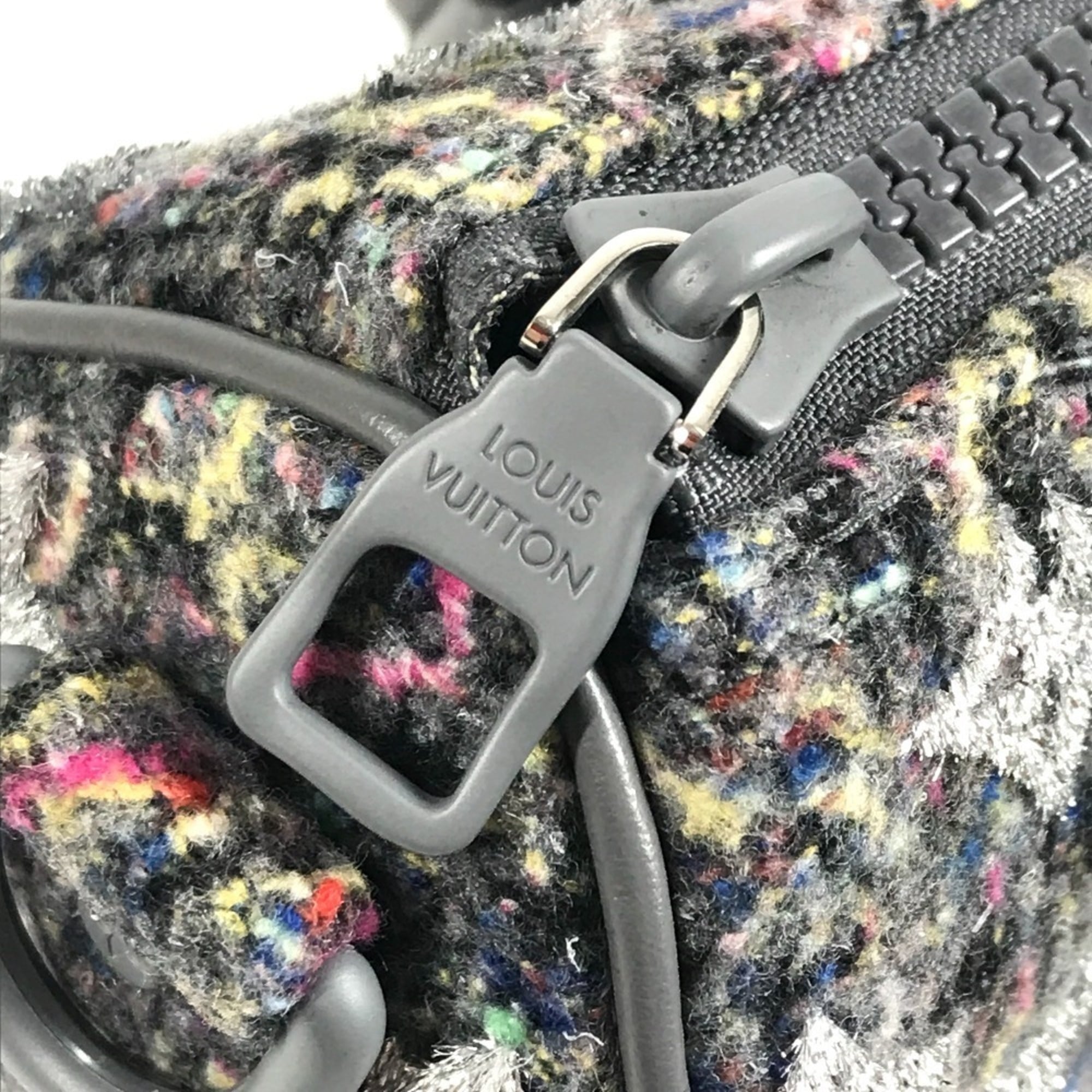 Louis Vuitton Gray Tweed Leather Boston Bag Handbag Shoulder Bag (Pre-Owned)