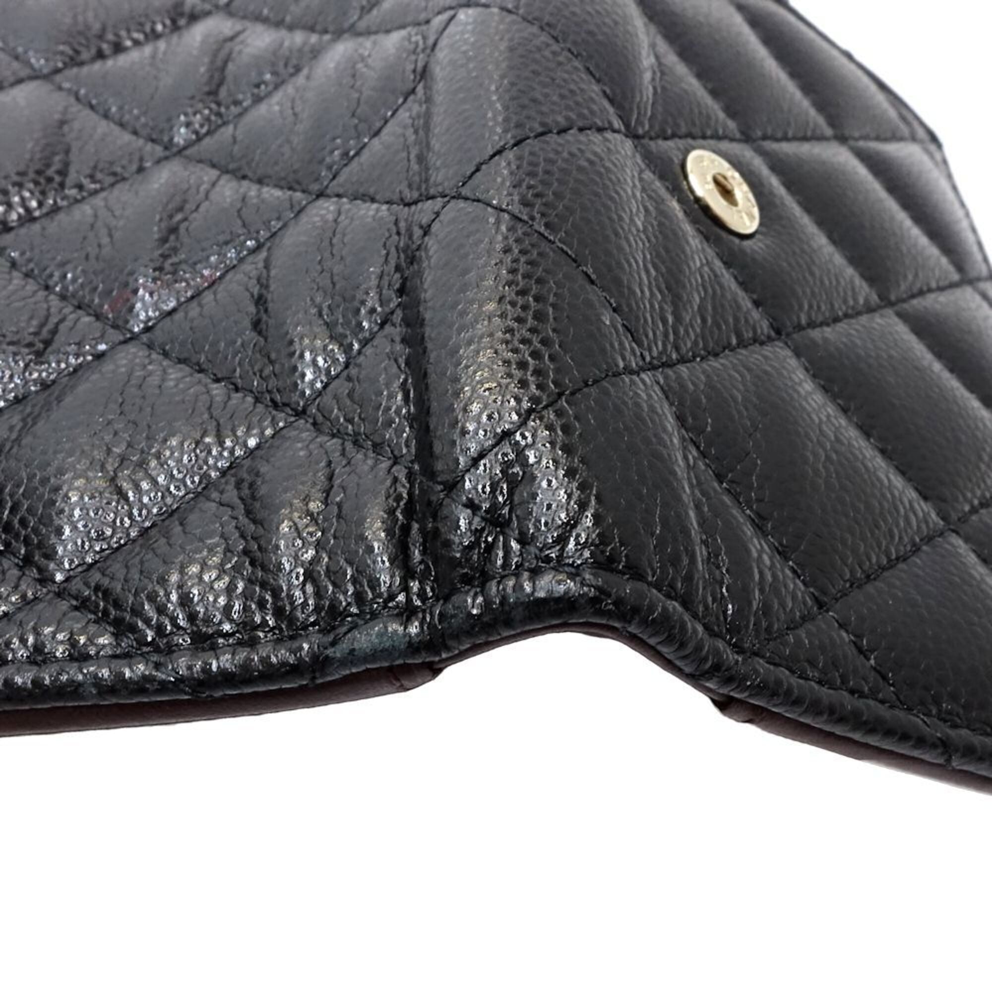 Chanel Black Grained Calfskin Wallet (Tri-Fold) (Pre-Owned)