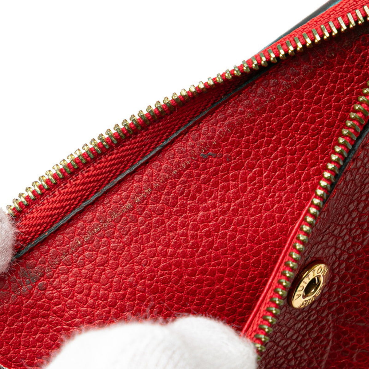 Louis Vuitton Cerise Red Color Leather Wallet (Tri-Fold) (Pre-Owned)