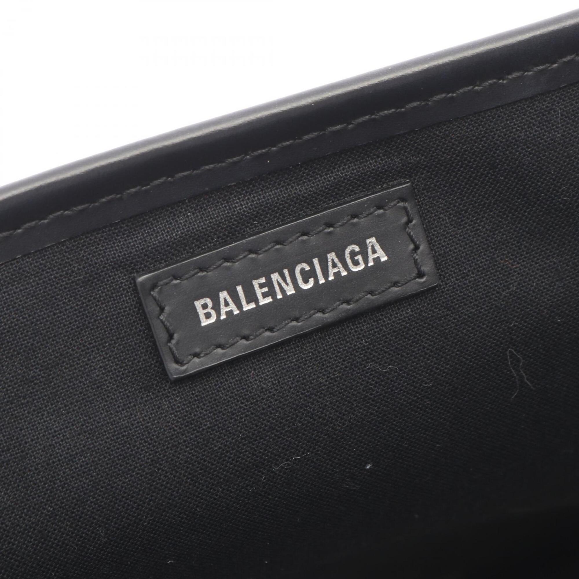 Balenciaga Black Ivory Canvas Leather Handbag Pouch Tote Bag (Pre-Owned)