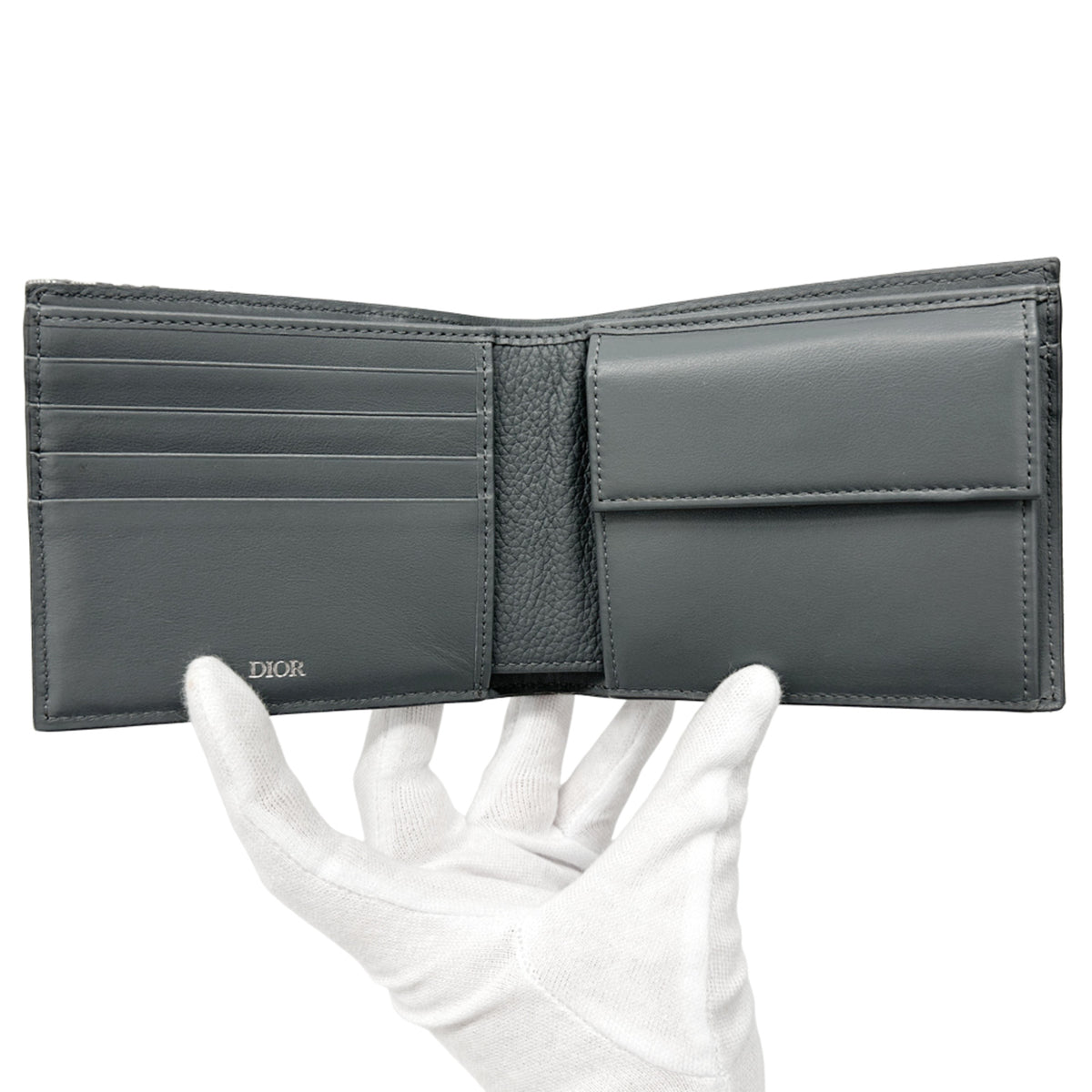 Christian Dior Gray Leather Wallet (Bi-Fold) (Pre-Owned)