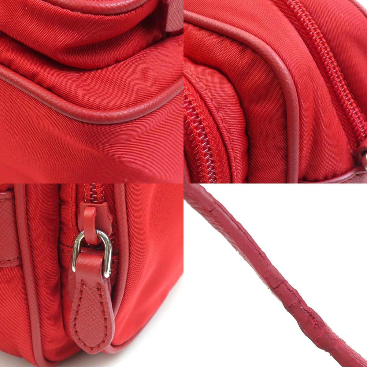 Prada Red Color Nylon Shoulder Bag (Pre-Owned)