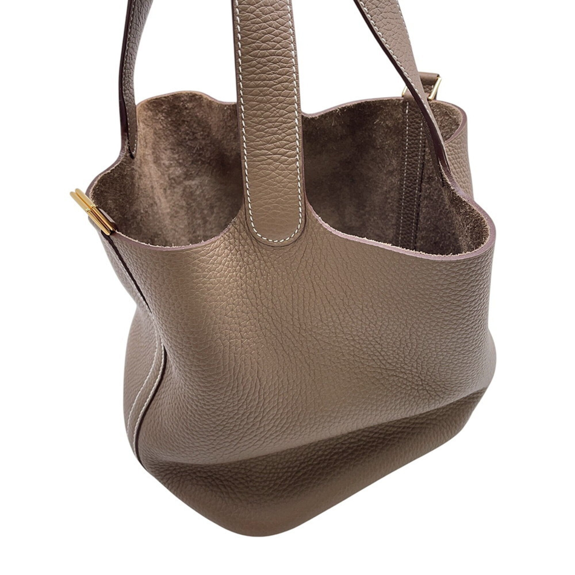 Hermes Etoupe Gray Taurillon Clemence Leather Handbag Tote Bag (Pre-Owned)