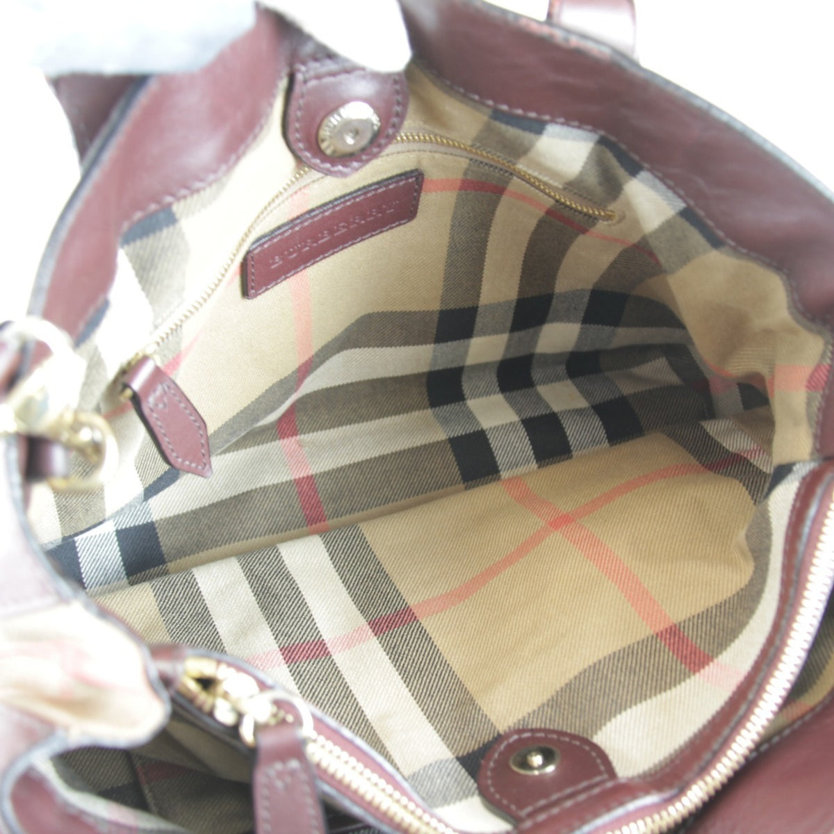 Burberry Brown Leather Canvas Tote Bag (Pre-Owned)