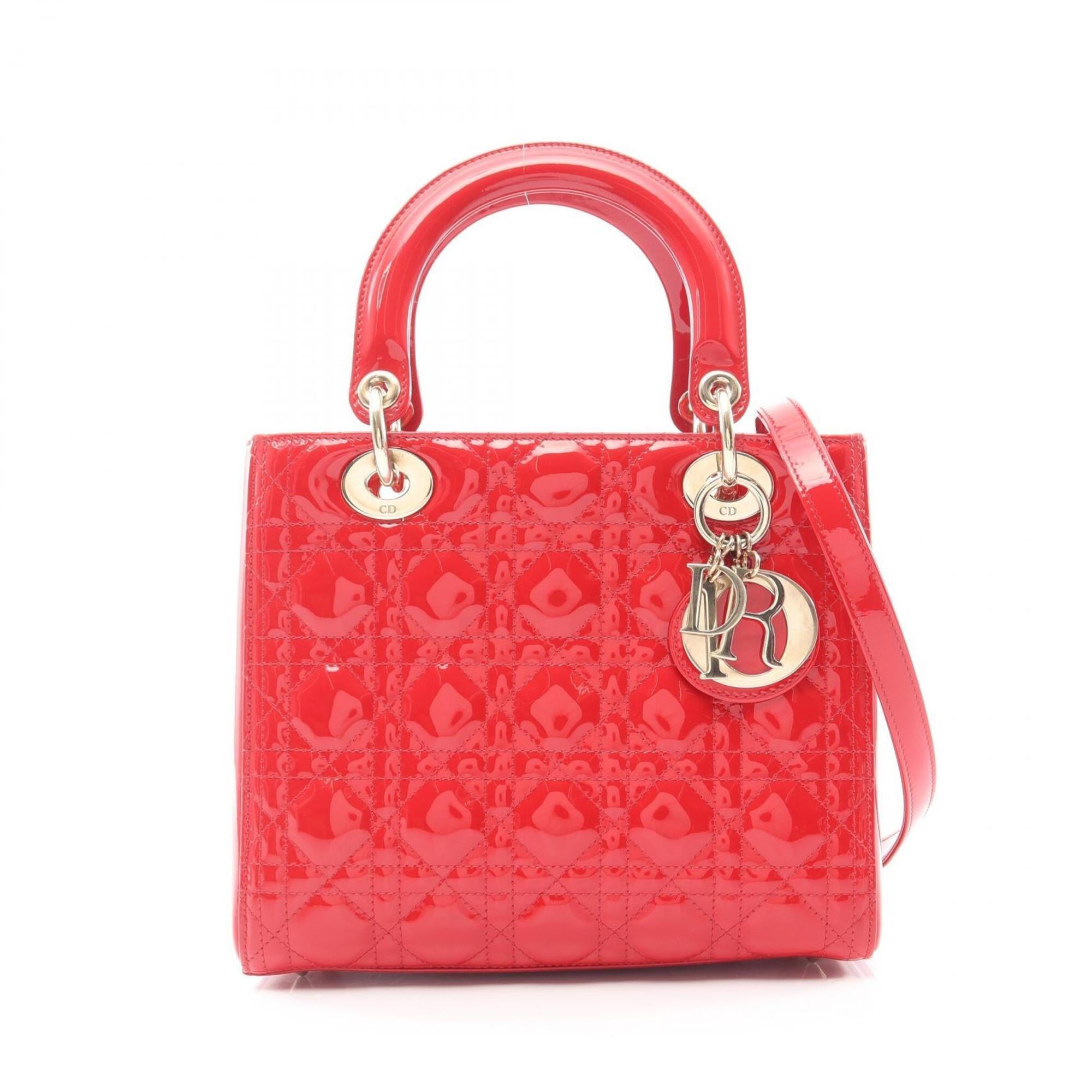 Christian Dior Red Color Patent Leather Handbag (Pre-Owned)