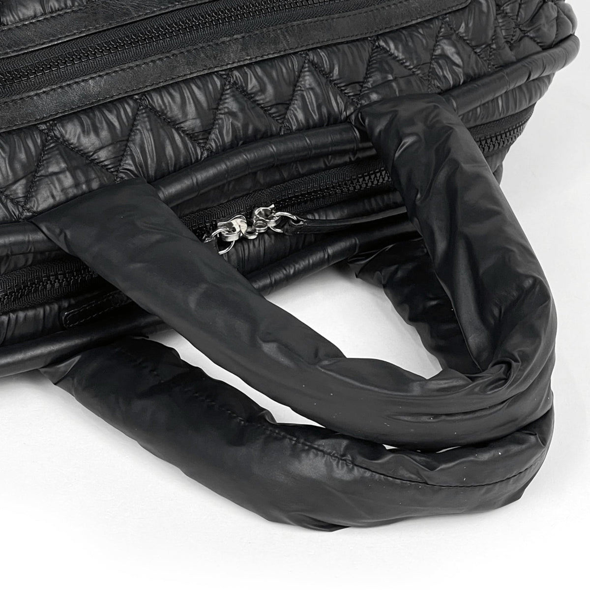 Chanel Black Nylon Leather Handbag (Pre-Owned)