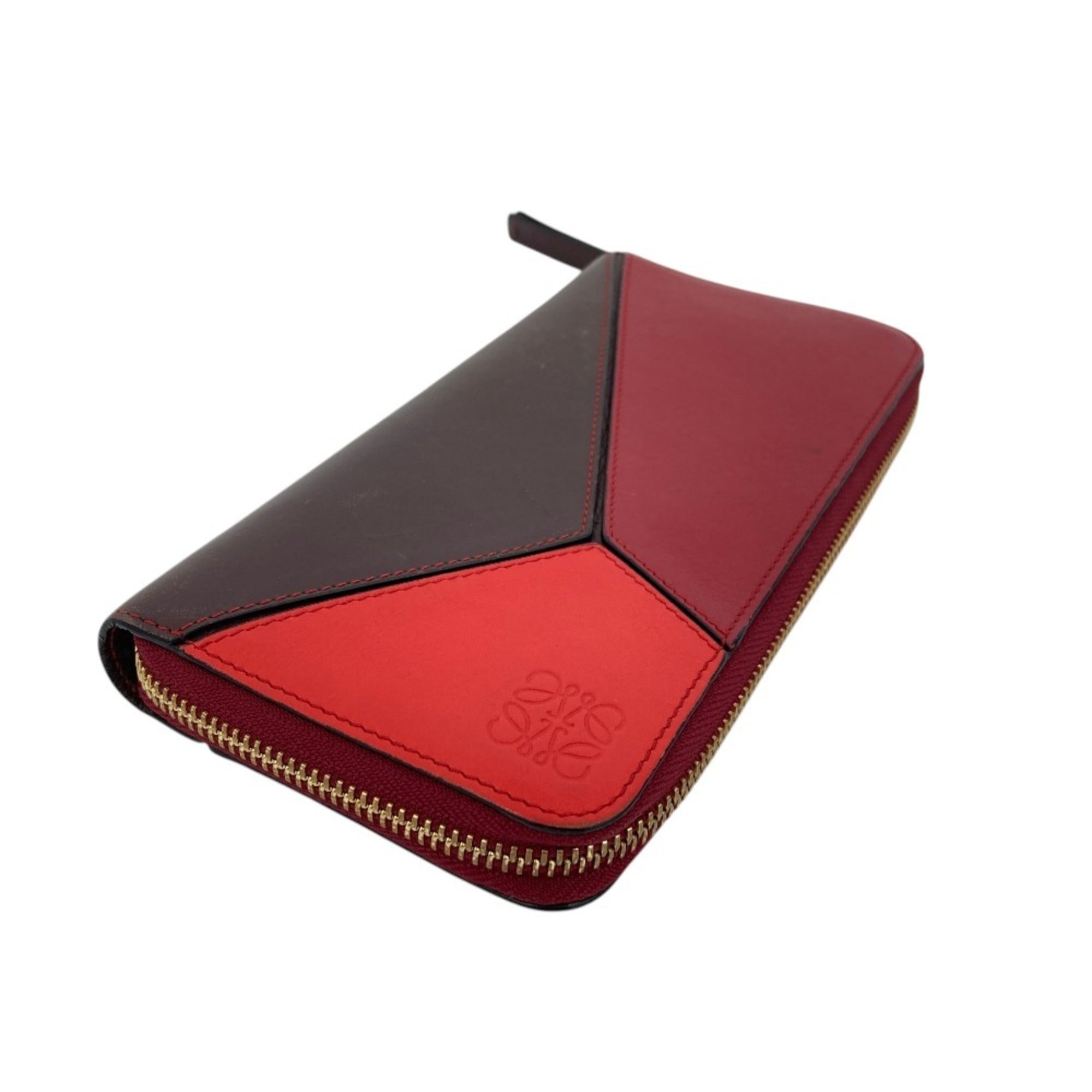 Loewe Brown Orange Red Color Leather Long Wallet (Bi-Fold) (Pre-Owned)
