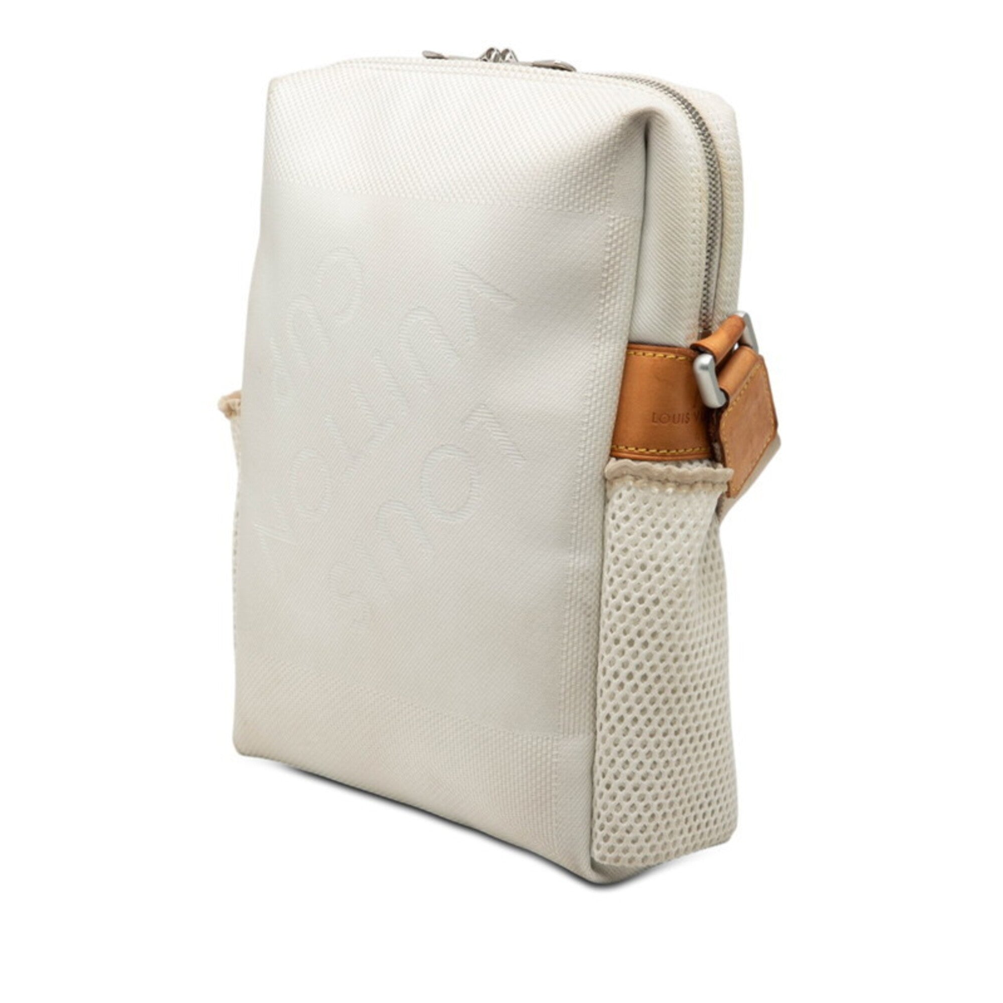 Louis Vuitton White Canvas Leather Shoulder Bag (Pre-Owned)