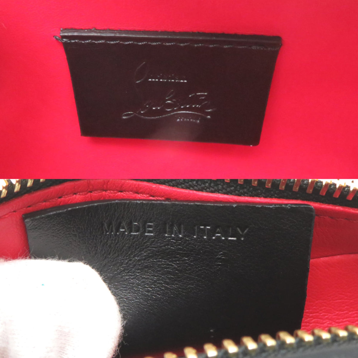 Christian Louboutin Black Red Color Leather Shoulder Bag (Pre-Owned)