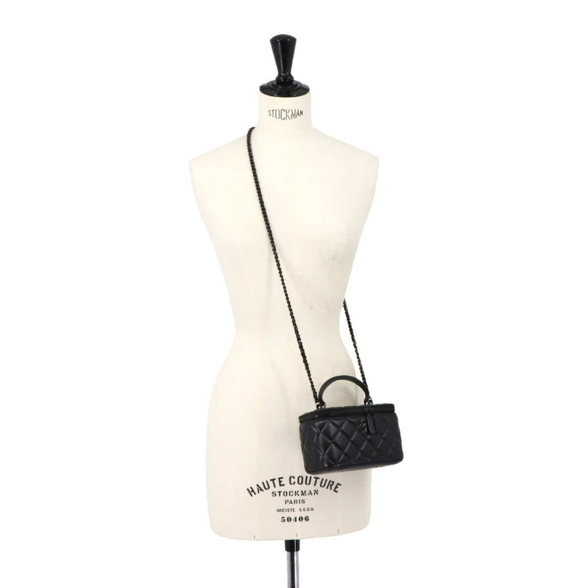 Chanel Black Leather Handbag Vanity Bag (Pre-Owned)