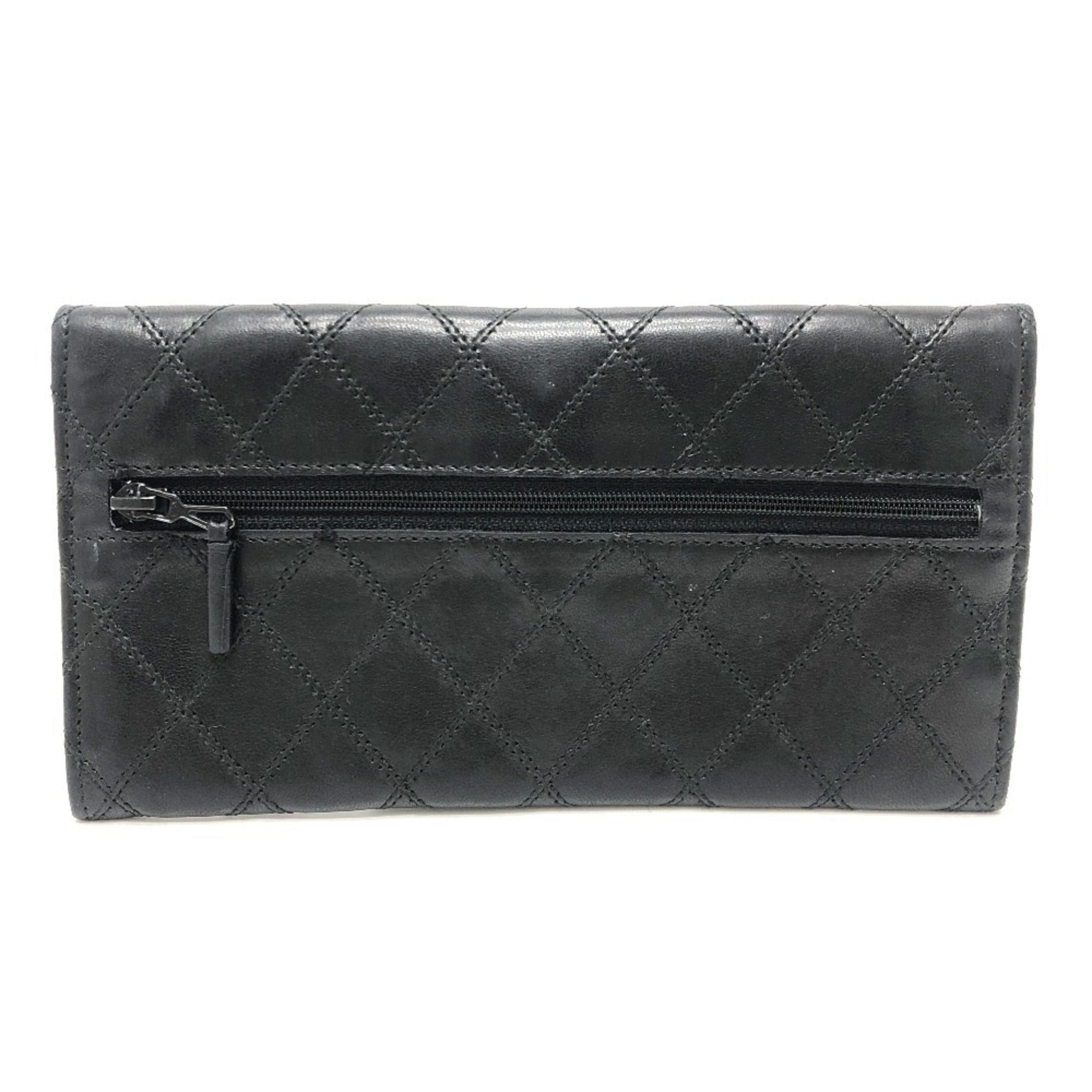 Chanel Black Leather Long Wallet (Bi-Fold) (Pre-Owned)
