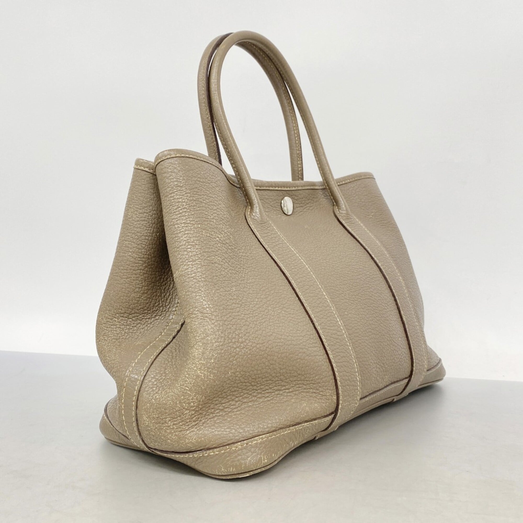 Hermes Etoupe Gray Taurillon Clemence Leather Tote Bag (Pre-Owned)