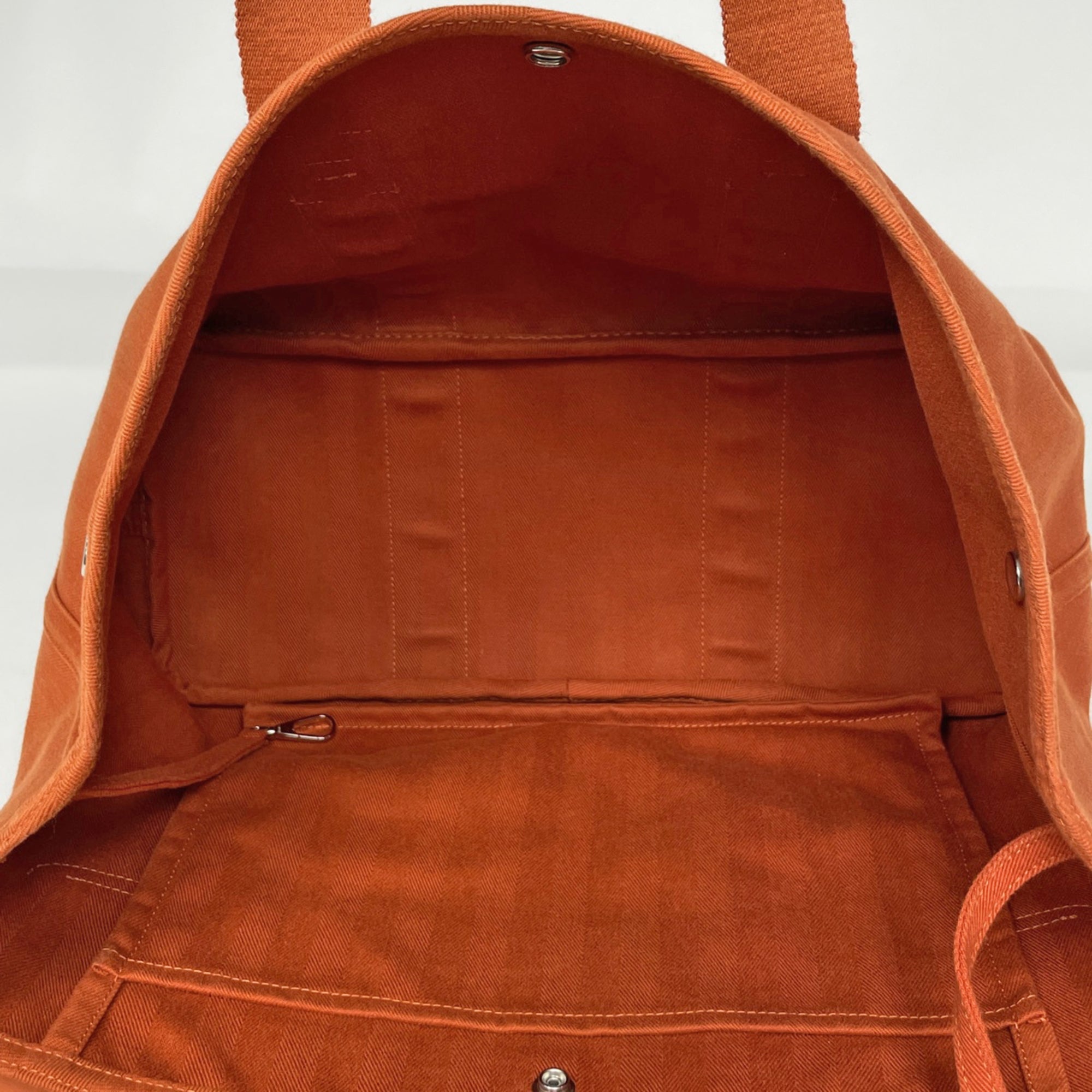 Hermes Potiron Toile Chevron Handbag (Pre-Owned)