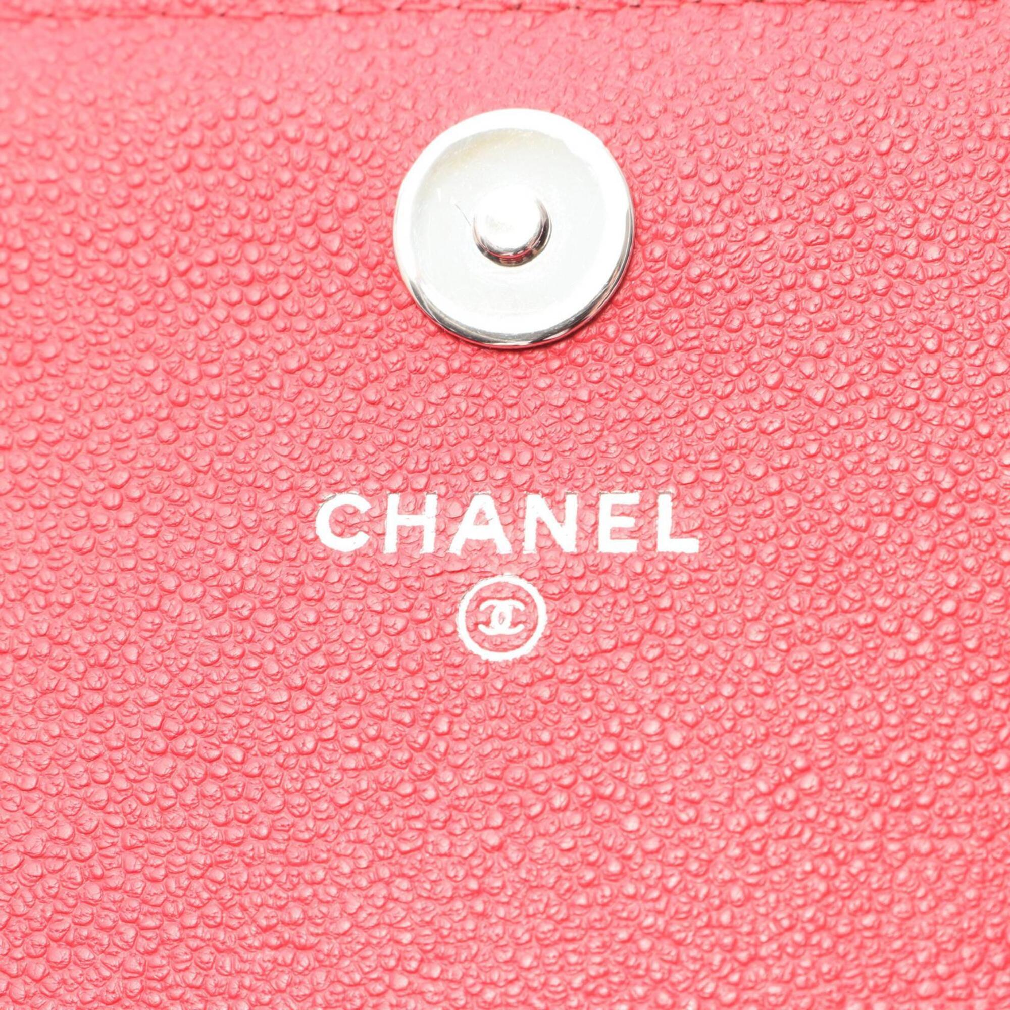 Chanel Chevron (V Stitch) Red Color Leather Handbag Shoulder Bag (Pre-Owned)